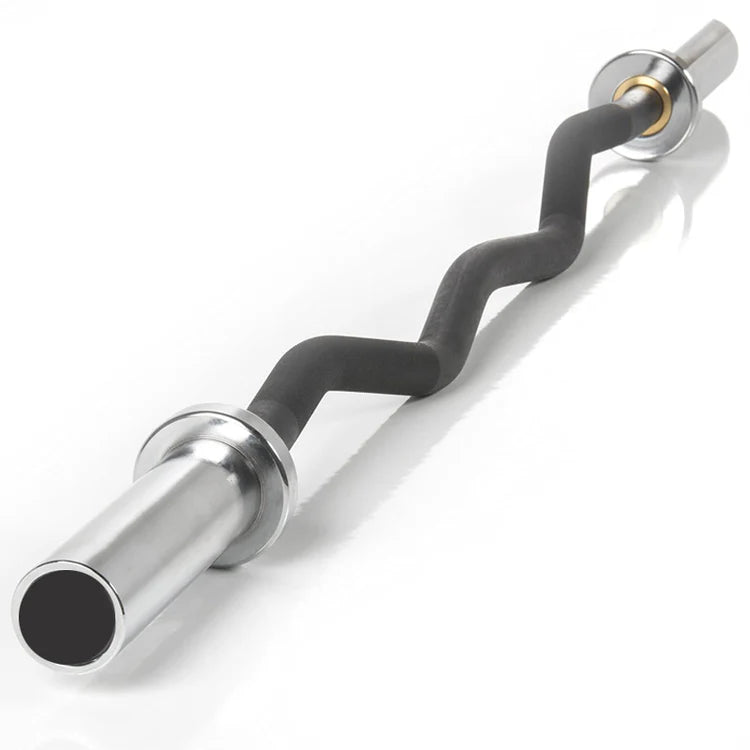 Olympic EZ Curl Bar – 47" Chrome Steel Barbell with Collars