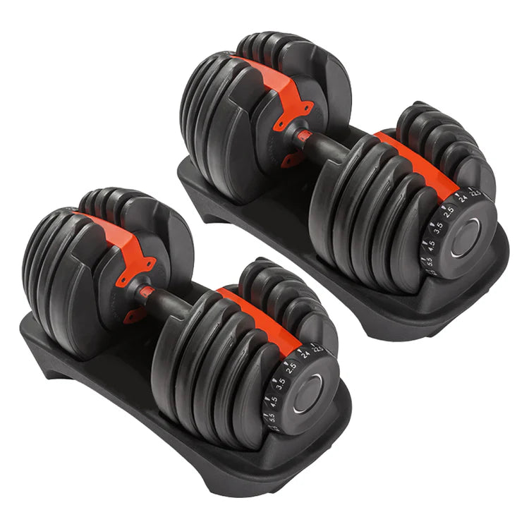 Adjustable Dumbbell Set 24kg (53lbs) – Quick Dial Weights for Home Gym