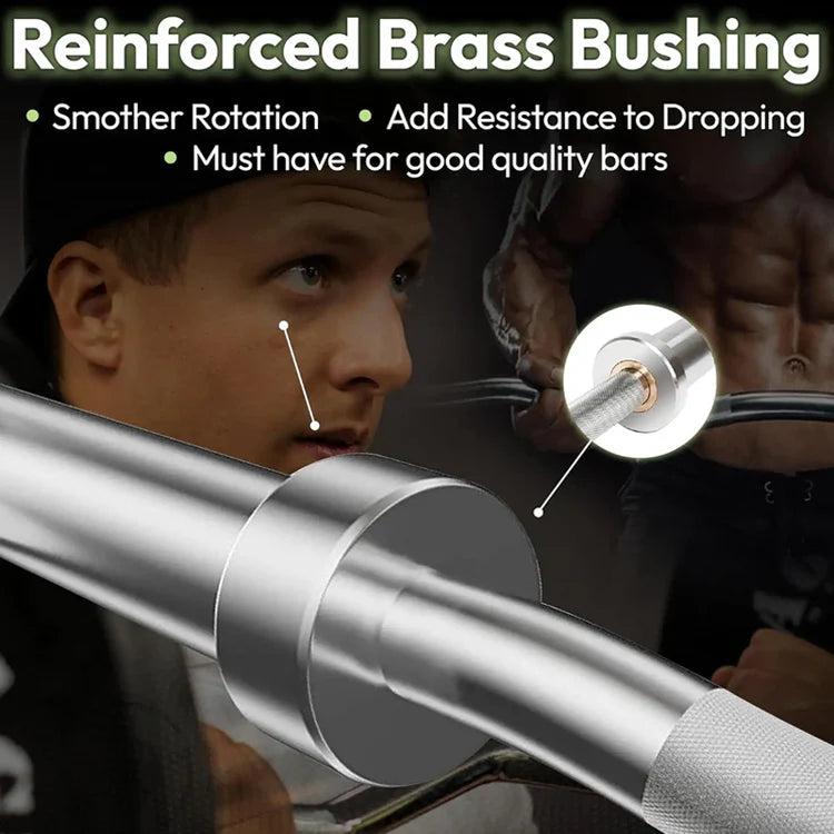 Olympic EZ Curl Bar – 47" Chrome Steel Barbell with Collars