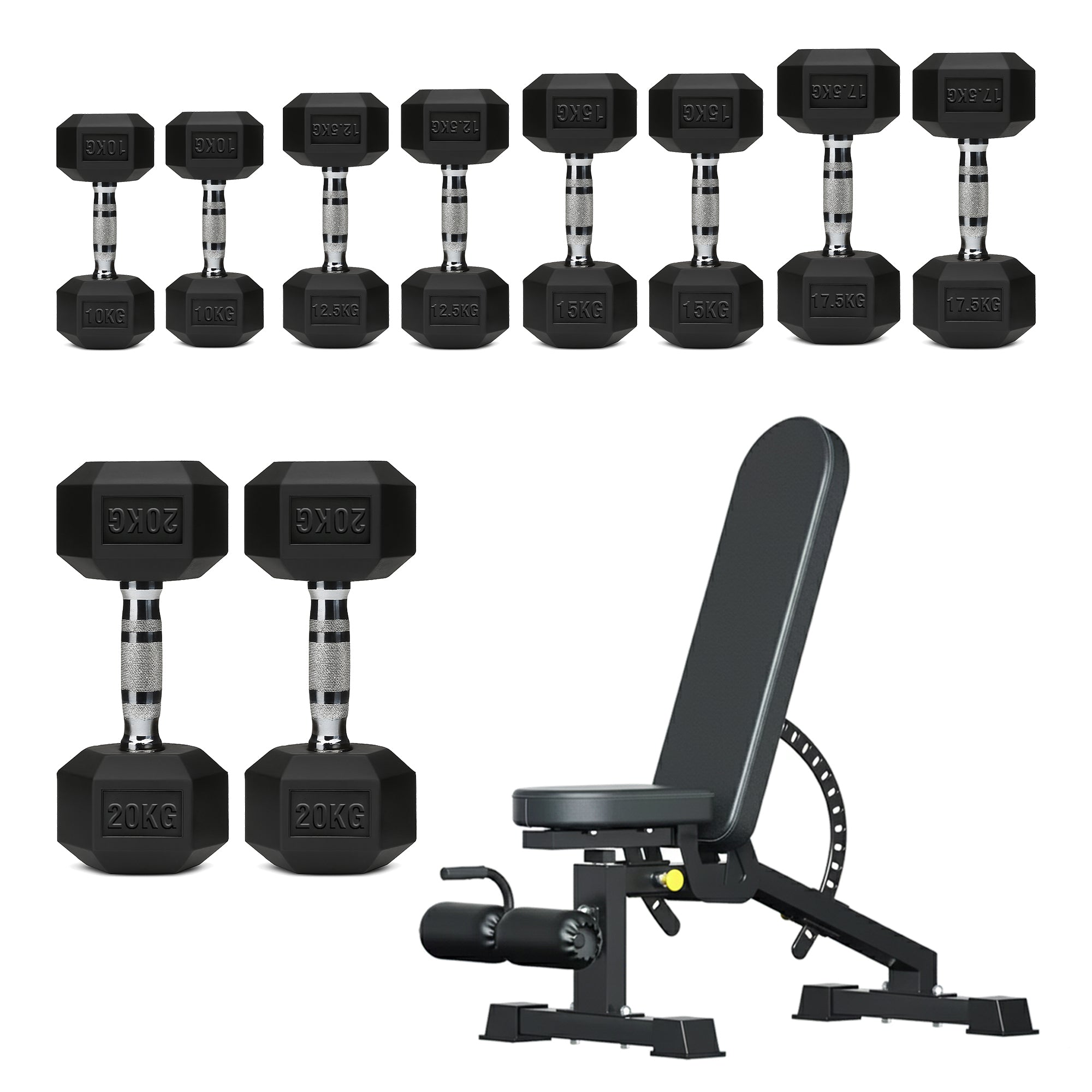 Hex Dumbbell Set – 5 Pairs with 5-Tier Tree Rack