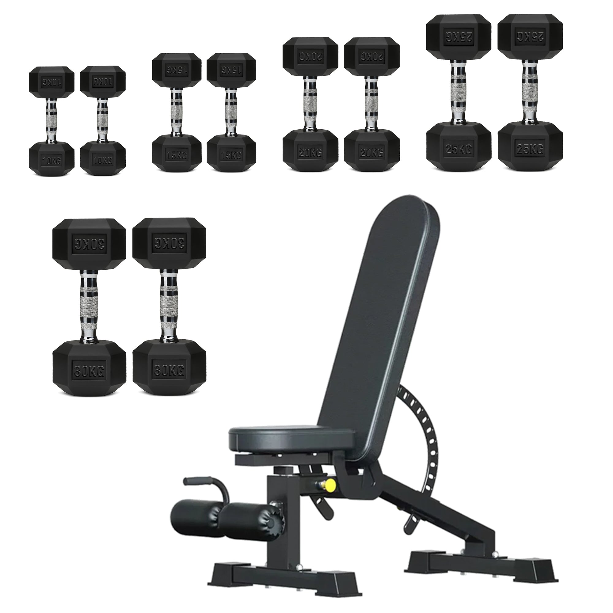 Hex Dumbbell Set – 5 Pairs with 5-Tier Tree Rack