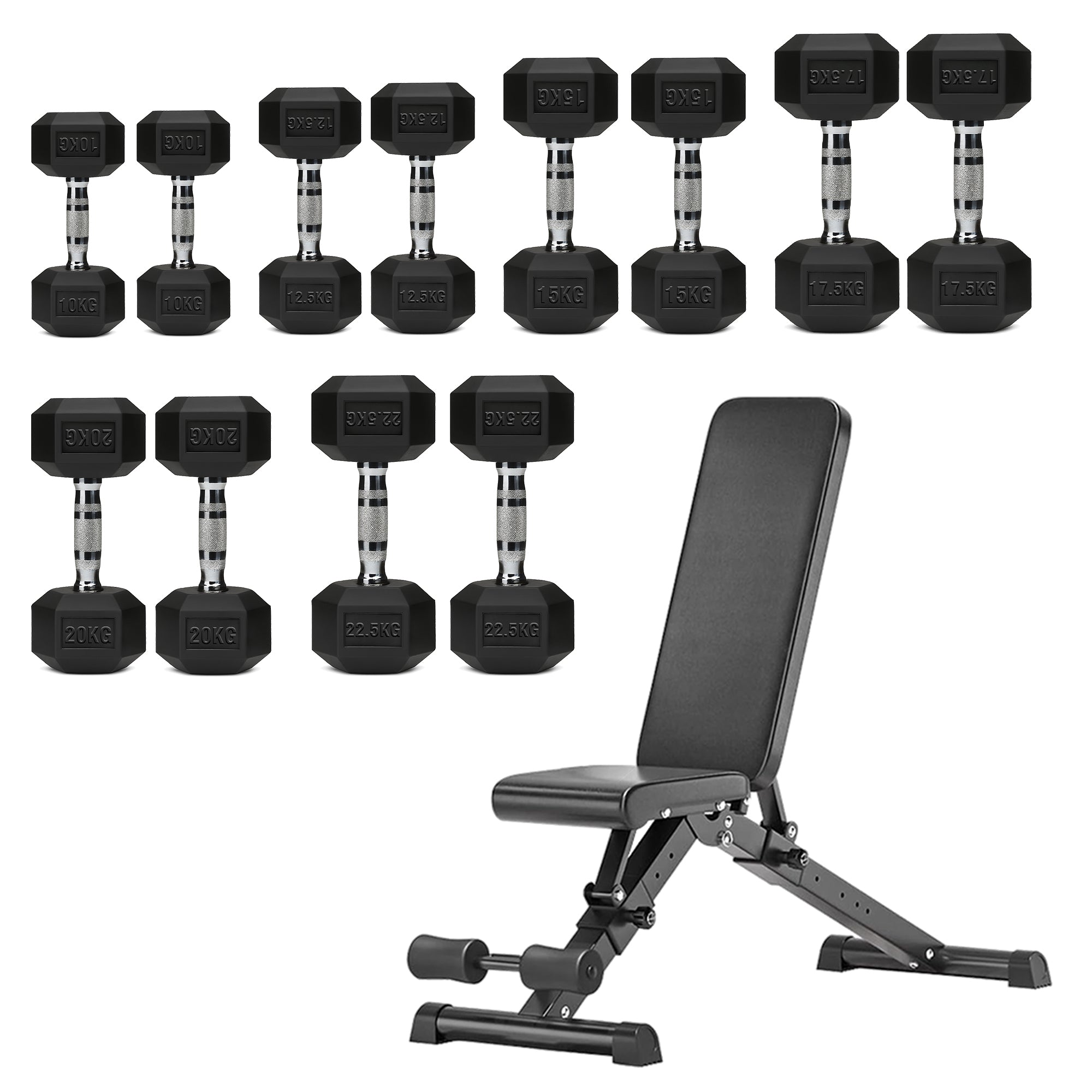 Hex Dumbbell Set – 6 Pairs with A6 Tree Rack in UK