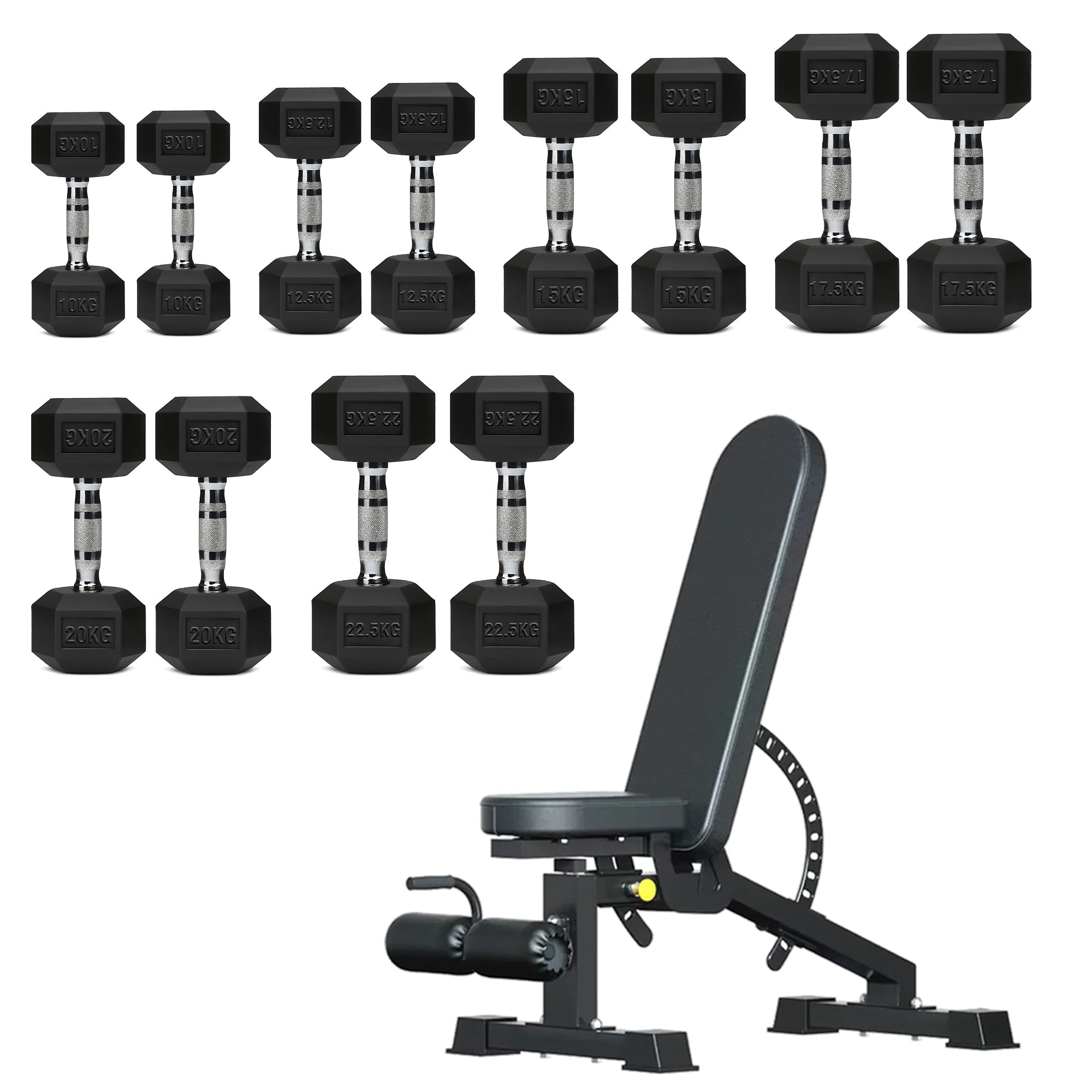 Hex Dumbbell Set – 6 Pairs with A6 Tree Rack in UK
