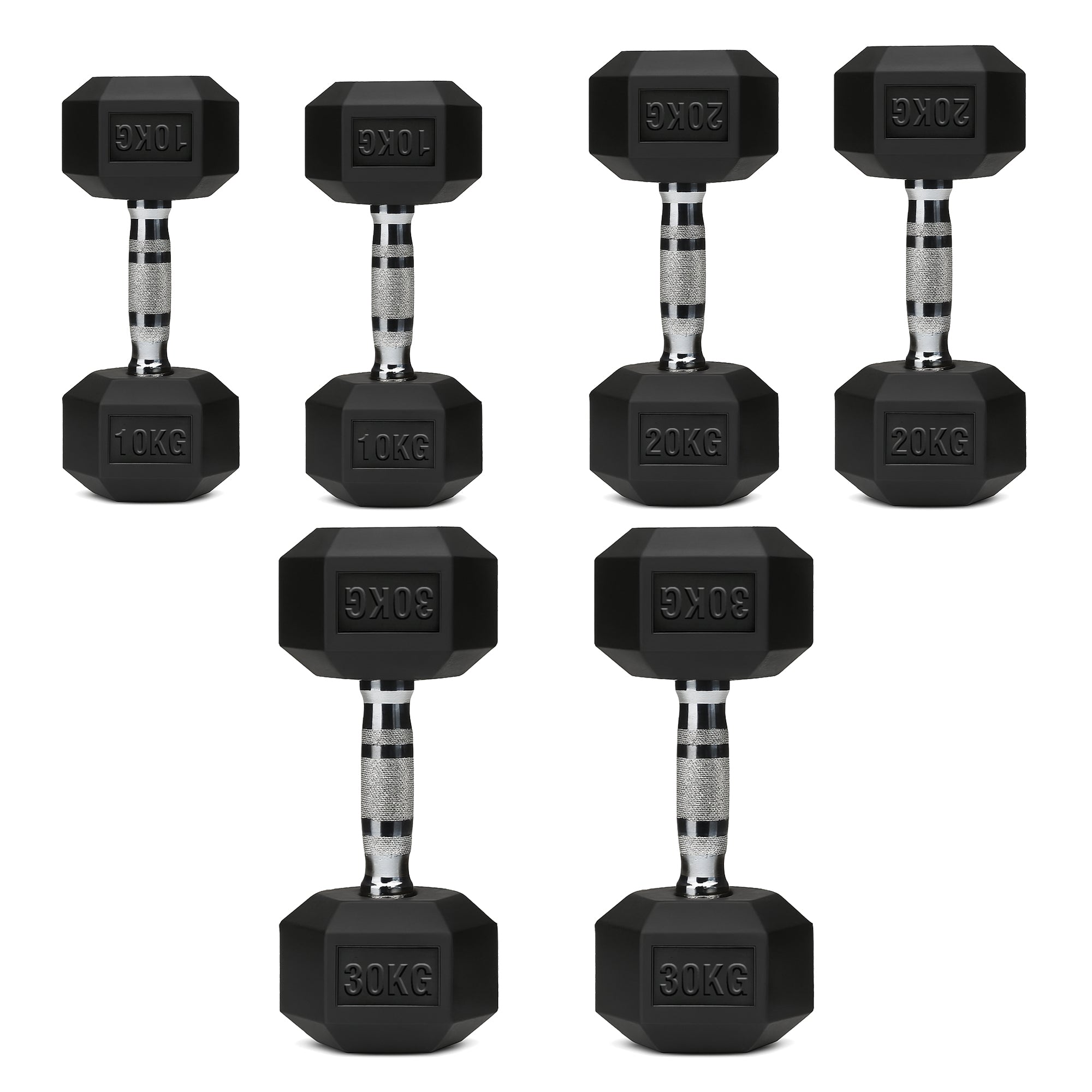 Hex Dumbbell Set – 3 Pairs with 3-Tier Tree Rack