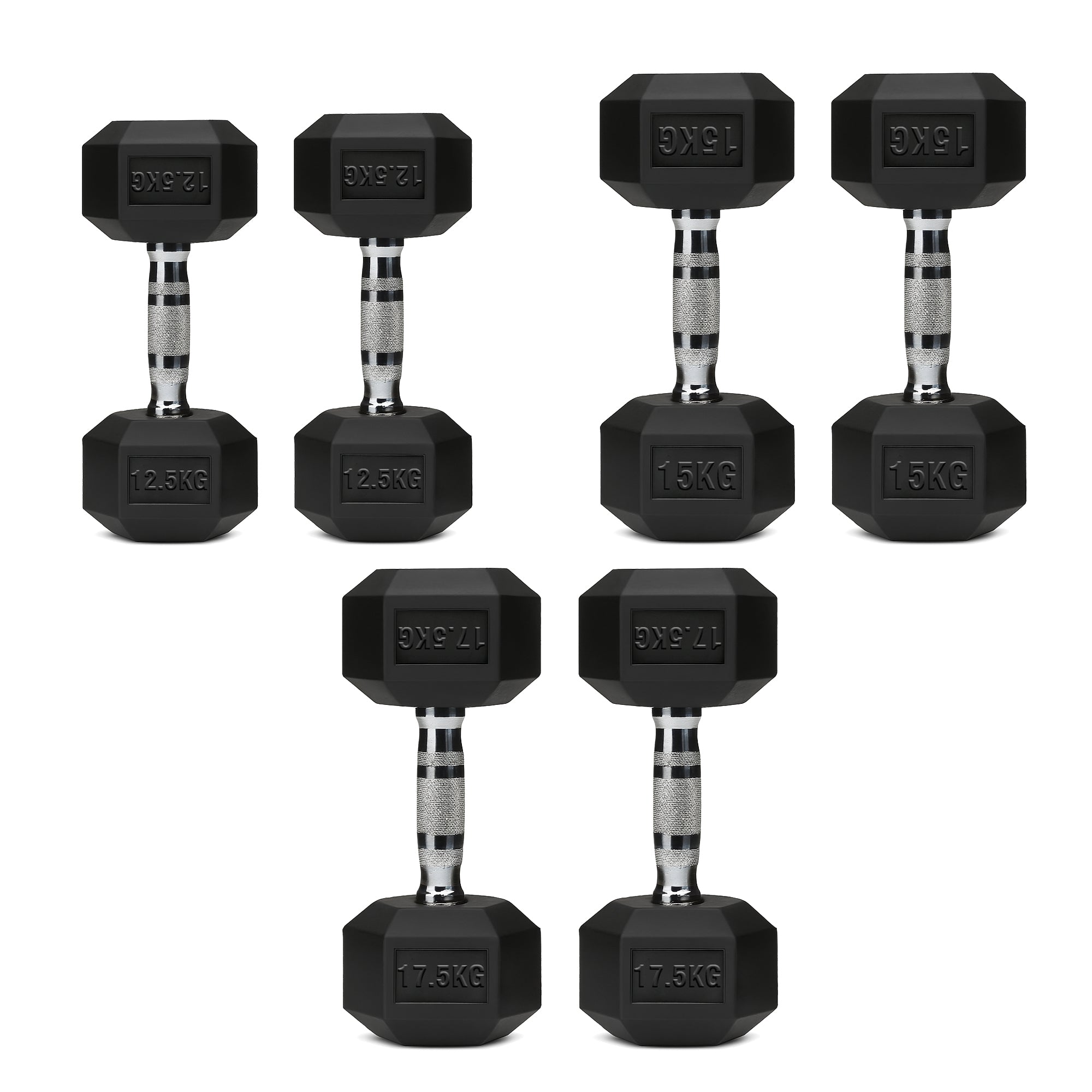 Hex Dumbbell Set – 3 Pairs with 3-Tier Tree Rack