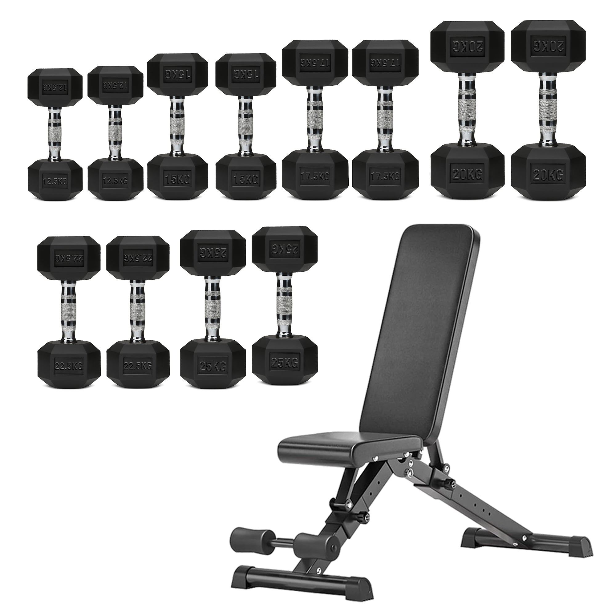 Hex Dumbbell Set – 6 Pairs with A6 Tree Rack in UK