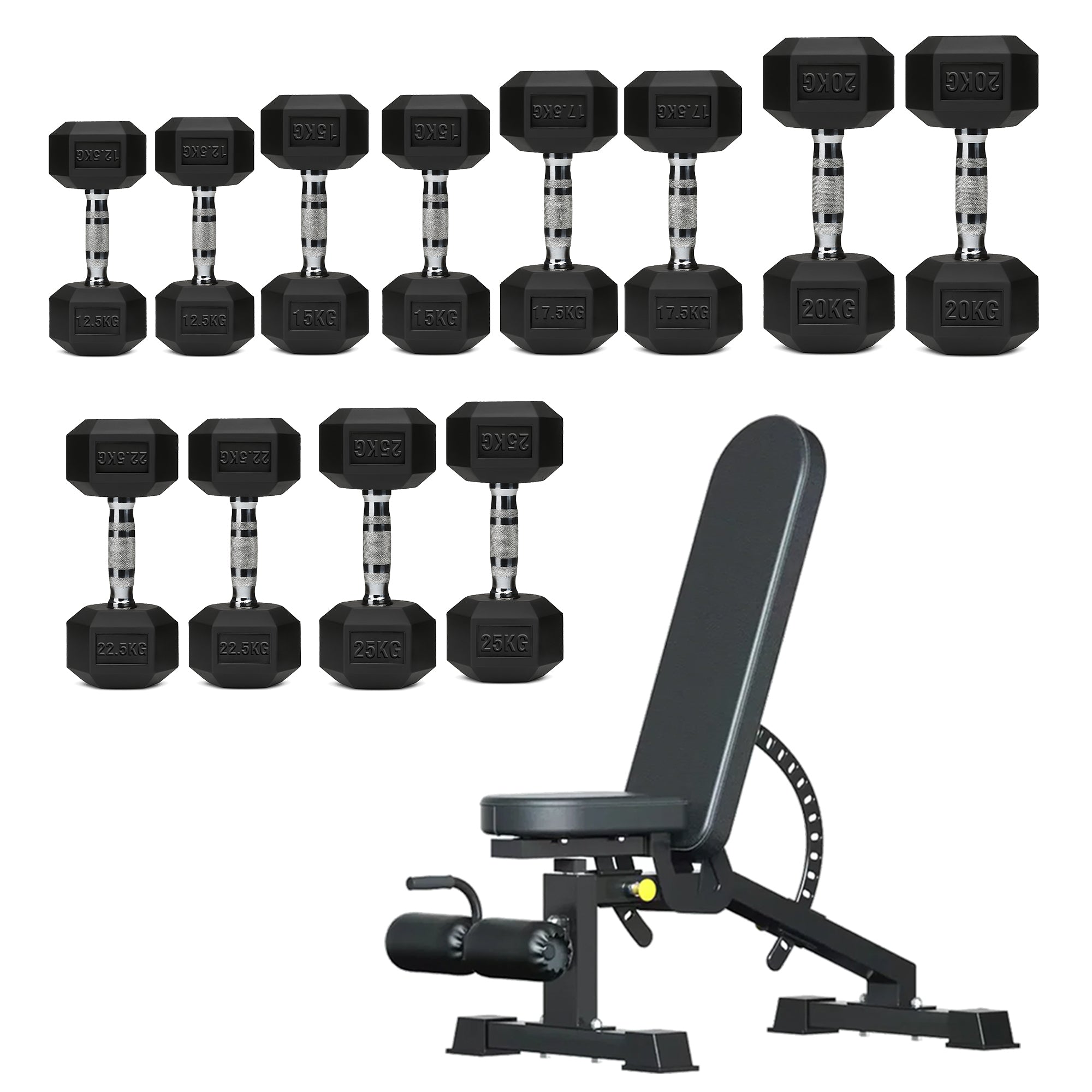 Hex Dumbbell Set – 6 Pairs with A6 Tree Rack in UK