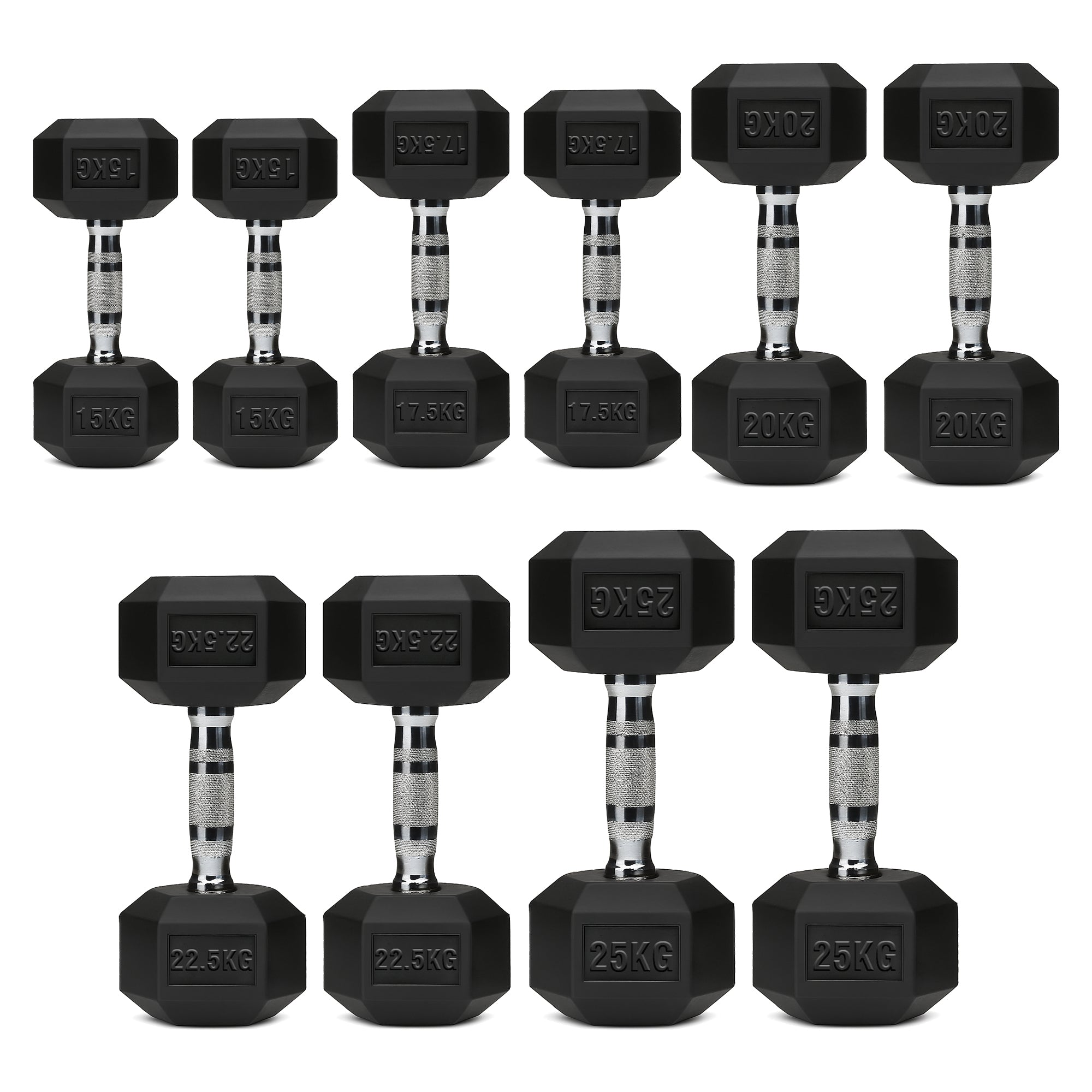 Hex Dumbbell Set – 5 Pairs with 5-Tier Tree Rack