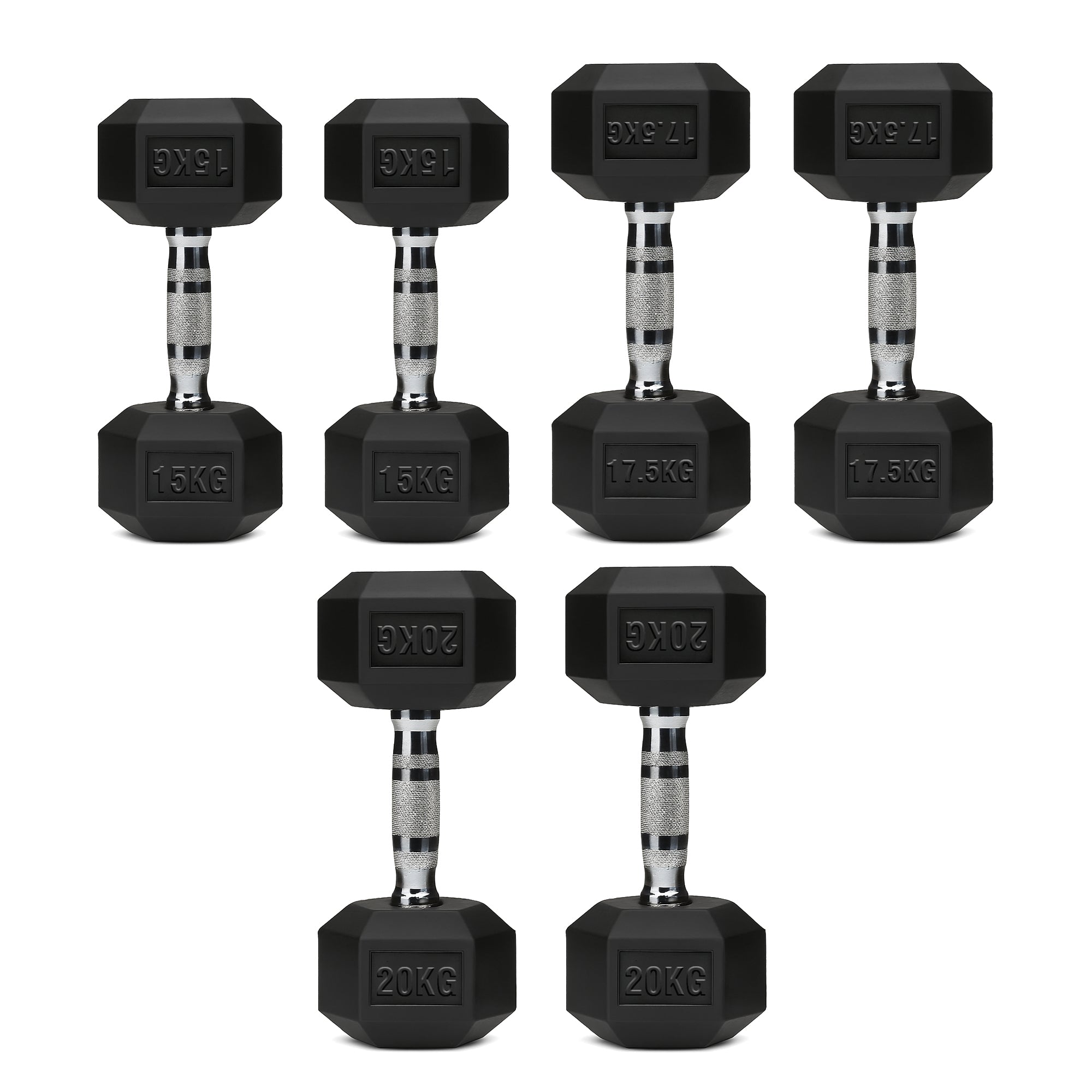 Hex Dumbbell Set – 3 Pairs with 3-Tier Tree Rack