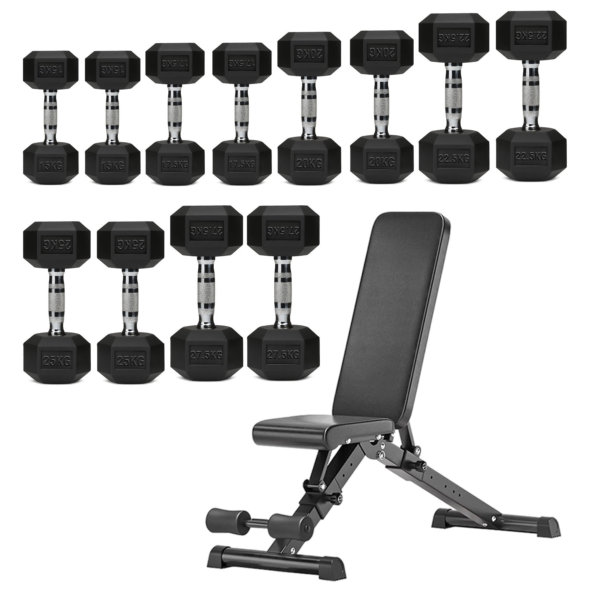 Hex Dumbbell Set – 6 Pairs with A6 Tree Rack in UK