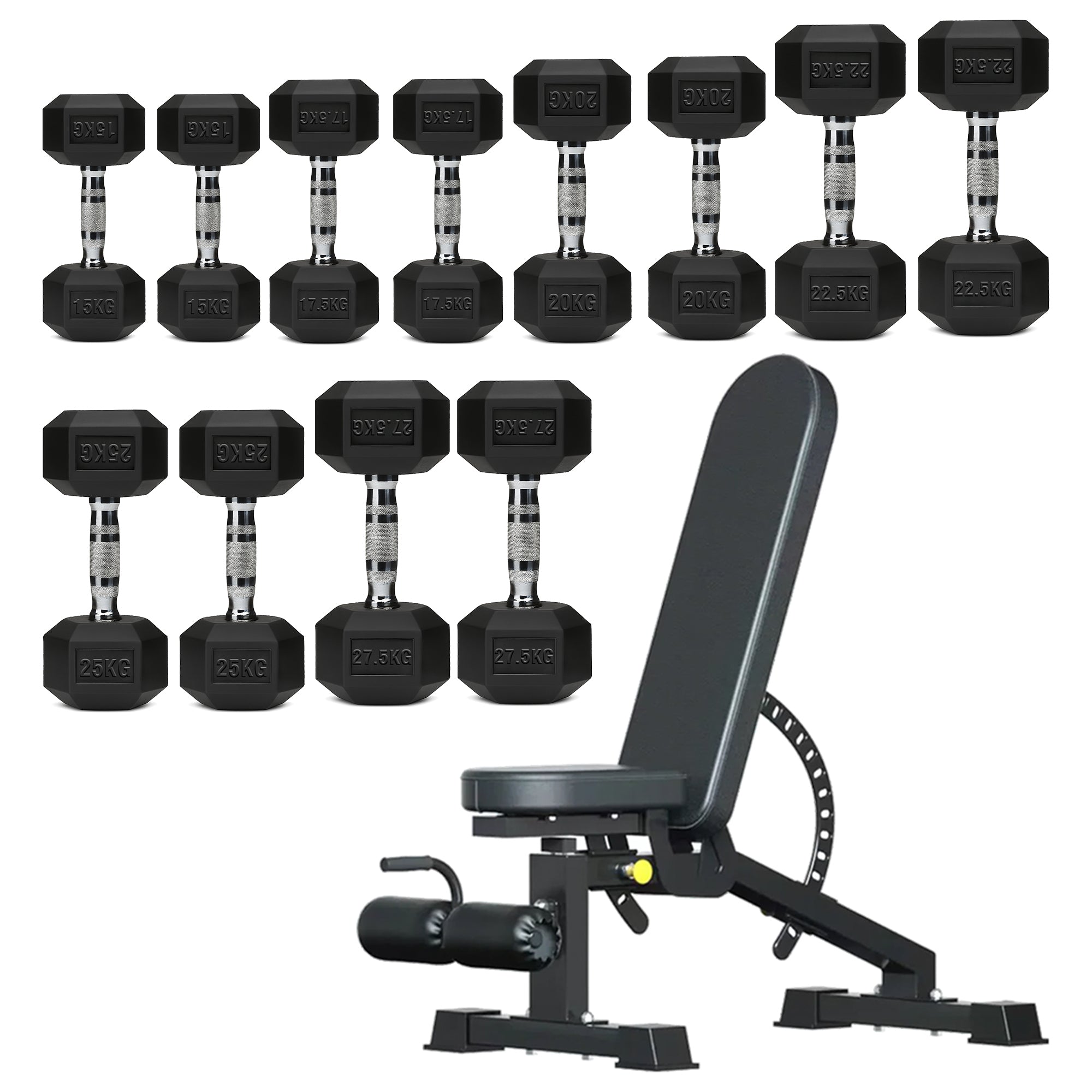 Hex Dumbbell Set – 6 Pairs with A6 Tree Rack in UK