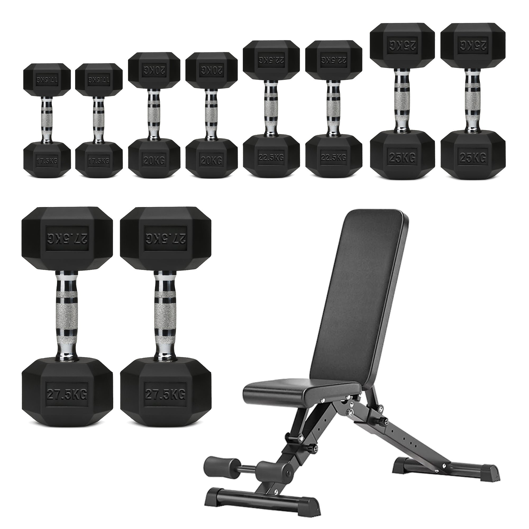 Hex Dumbbell Set – 5 Pairs with 5-Tier Tree Rack