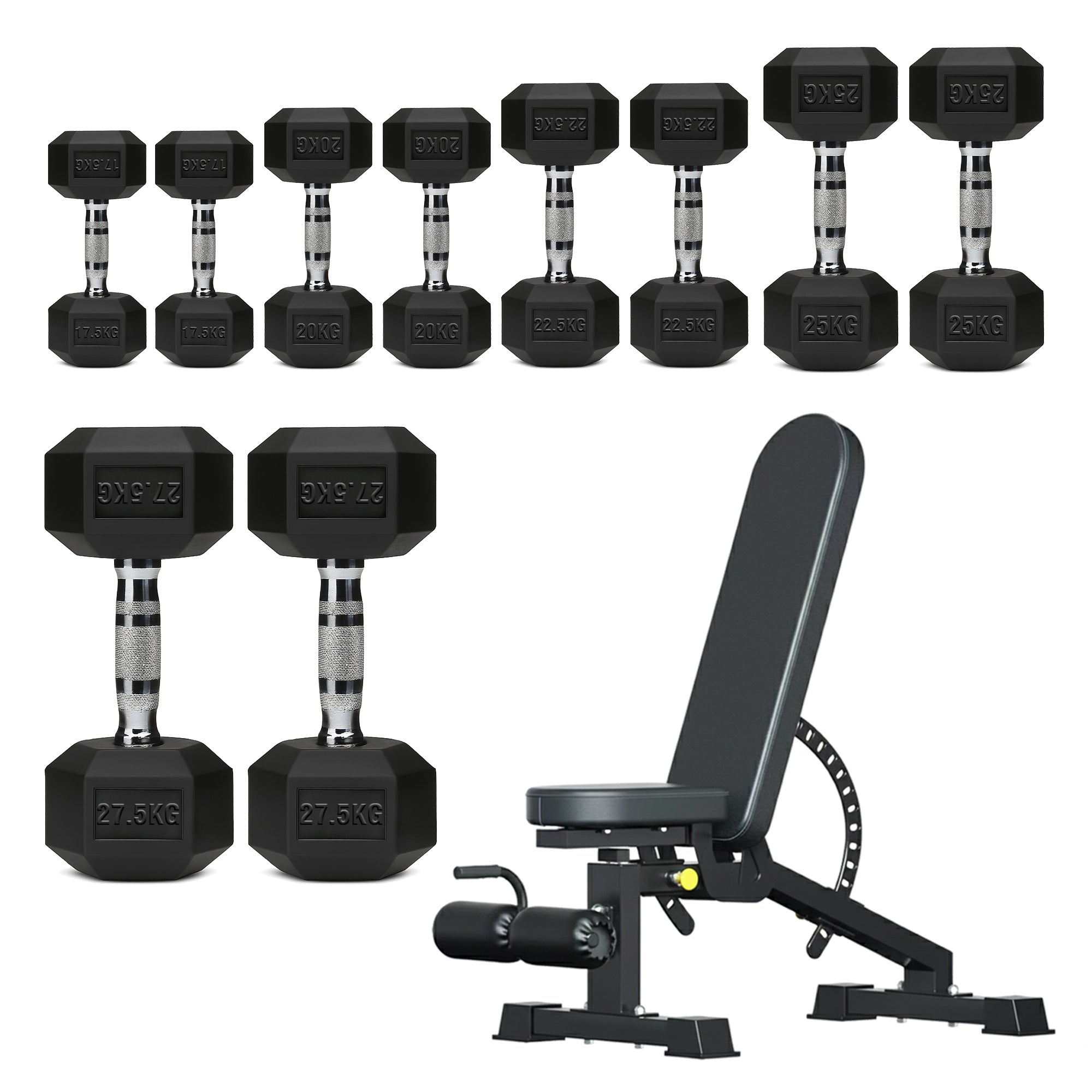 Hex Dumbbell Set – 5 Pairs with 5-Tier Tree Rack