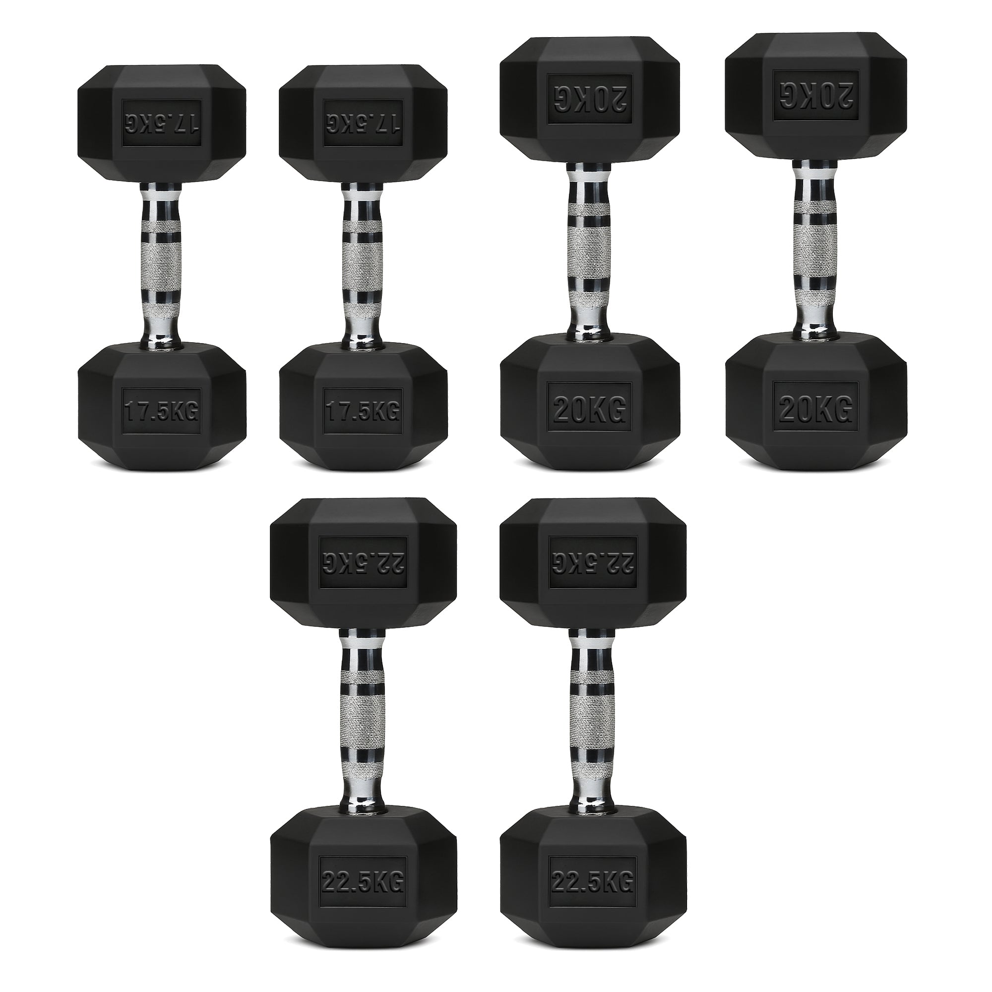 Hex Dumbbell Set – 3 Pairs with 3-Tier Tree Rack