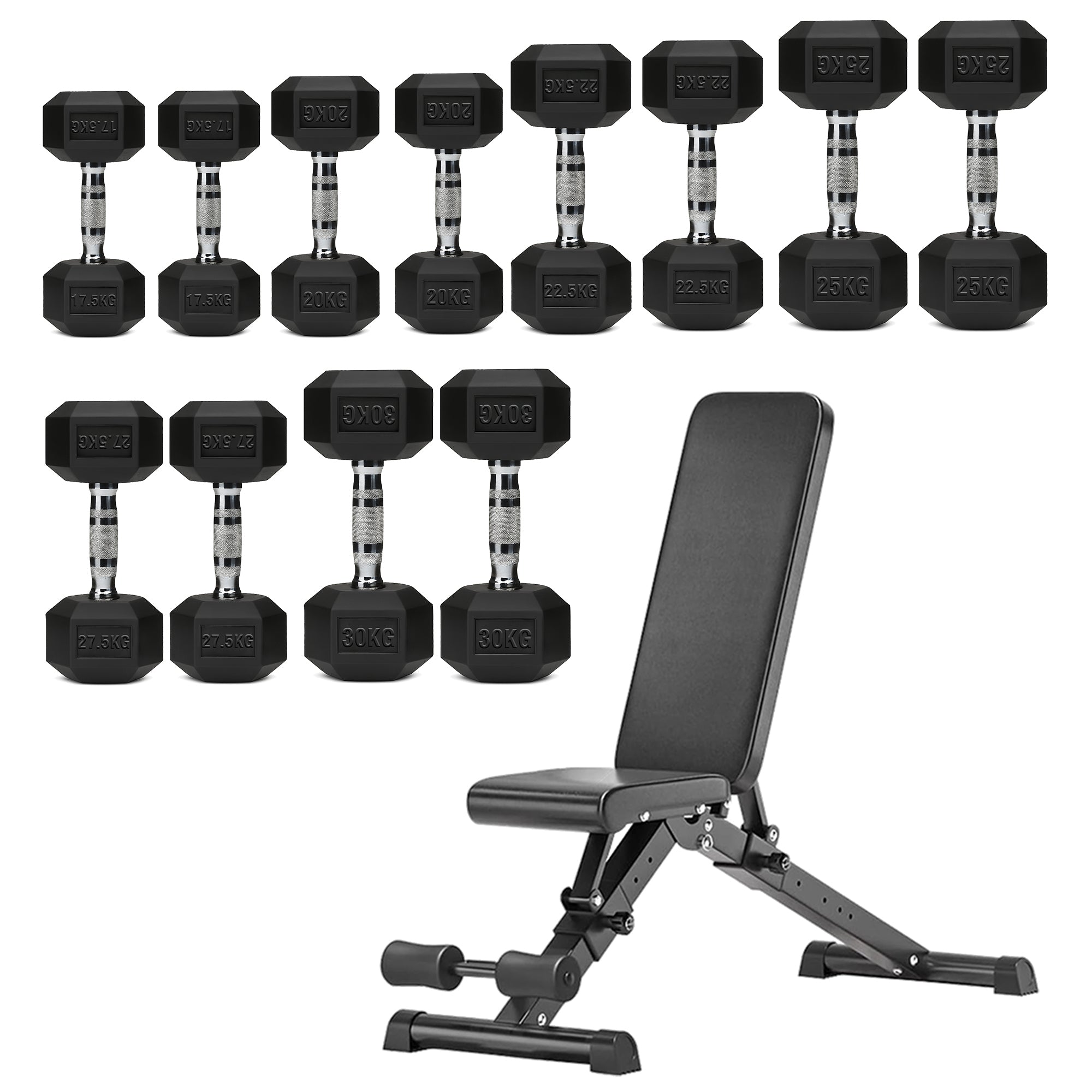 Hex Dumbbell Set – 6 Pairs with A6 Tree Rack in UK