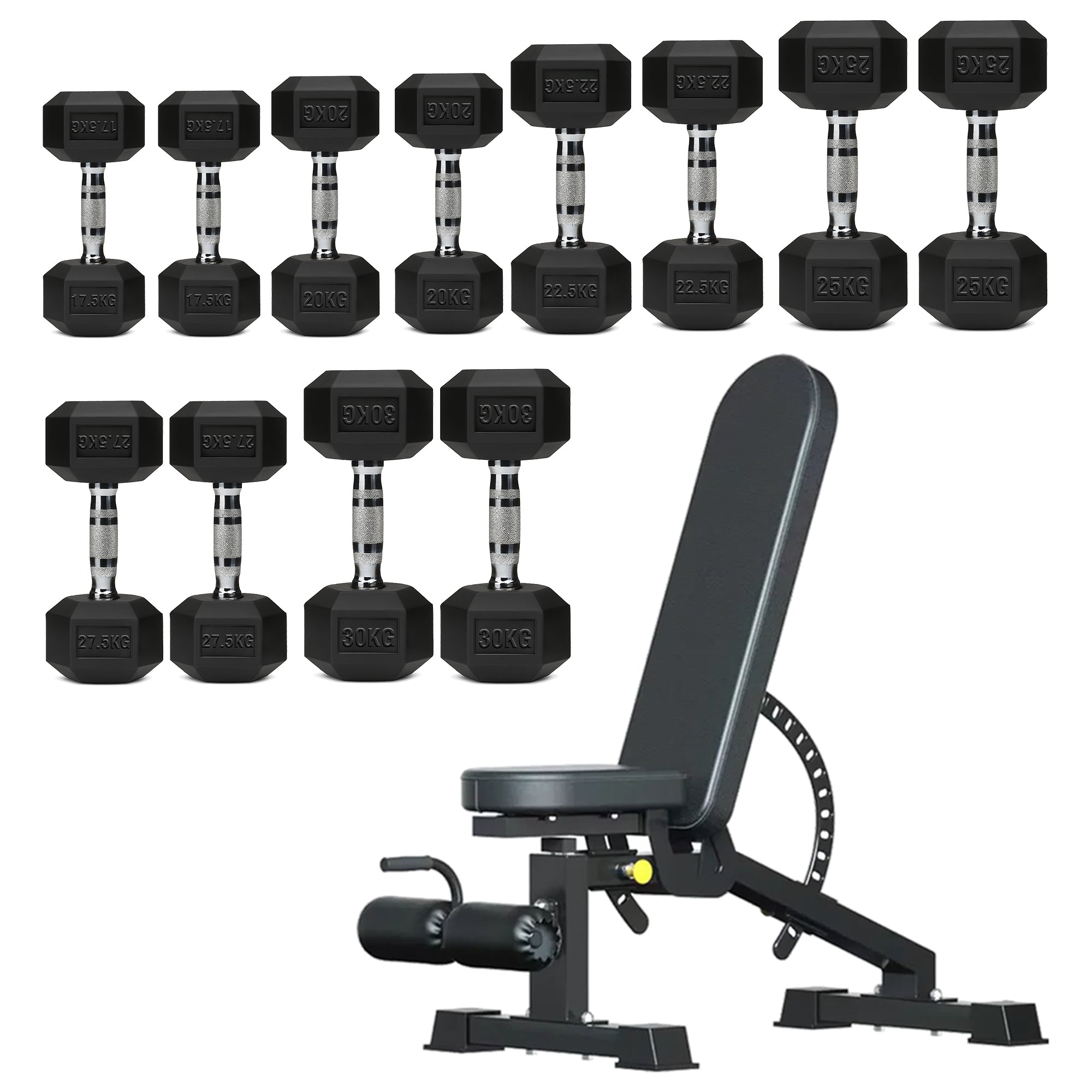 Hex Dumbbell Set – 6 Pairs with A6 Tree Rack in UK