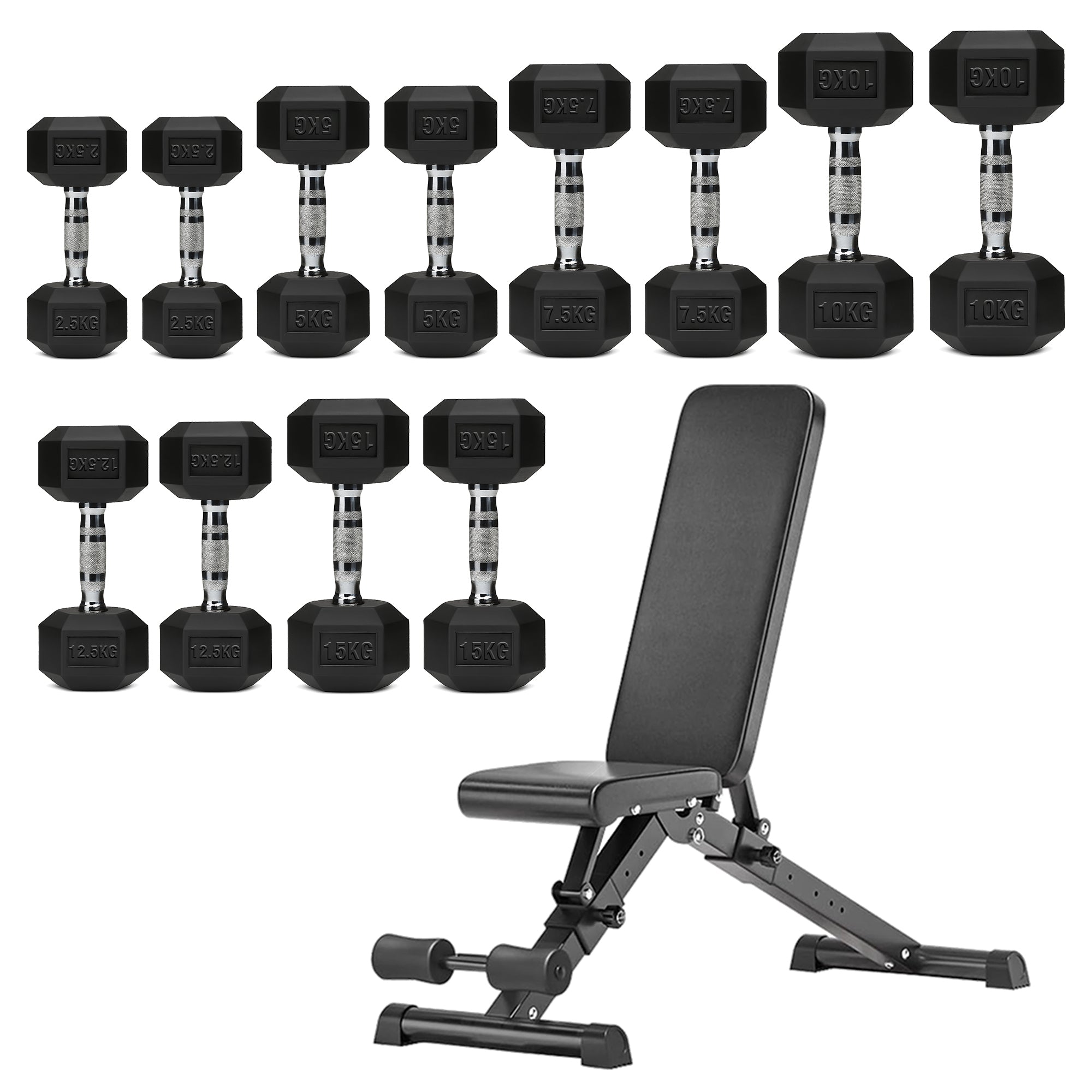 Hex Dumbbell Set – 6 Pairs with A6 Tree Rack in UK