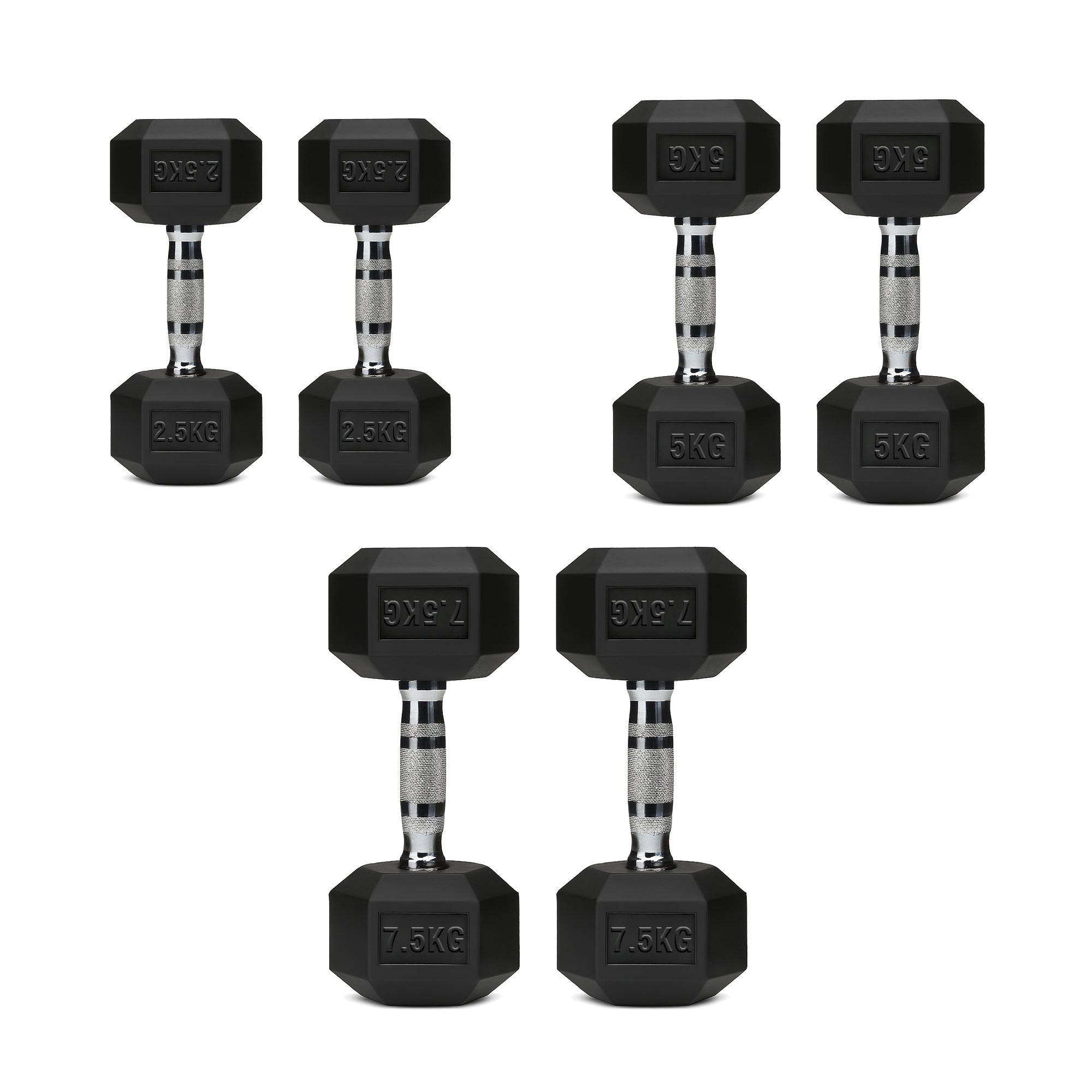 Hex Dumbbell Set – 3 Pairs with 3-Tier Tree Rack