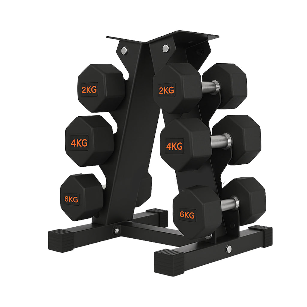 Round Hex Dumbbells – Rubber-Coated Free Weights, Pairs & Sets