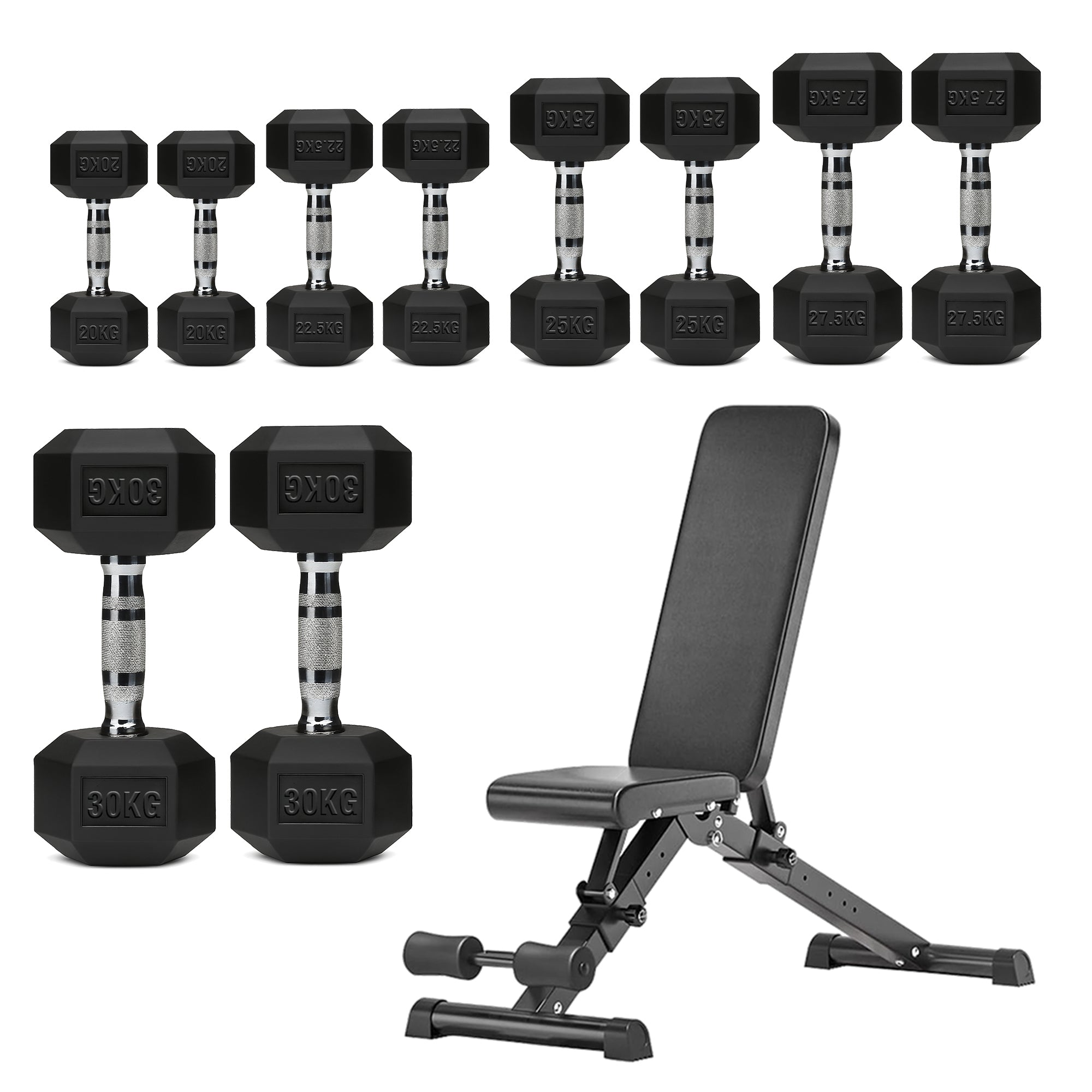 Hex Dumbbell Set – 5 Pairs with 5-Tier Tree Rack