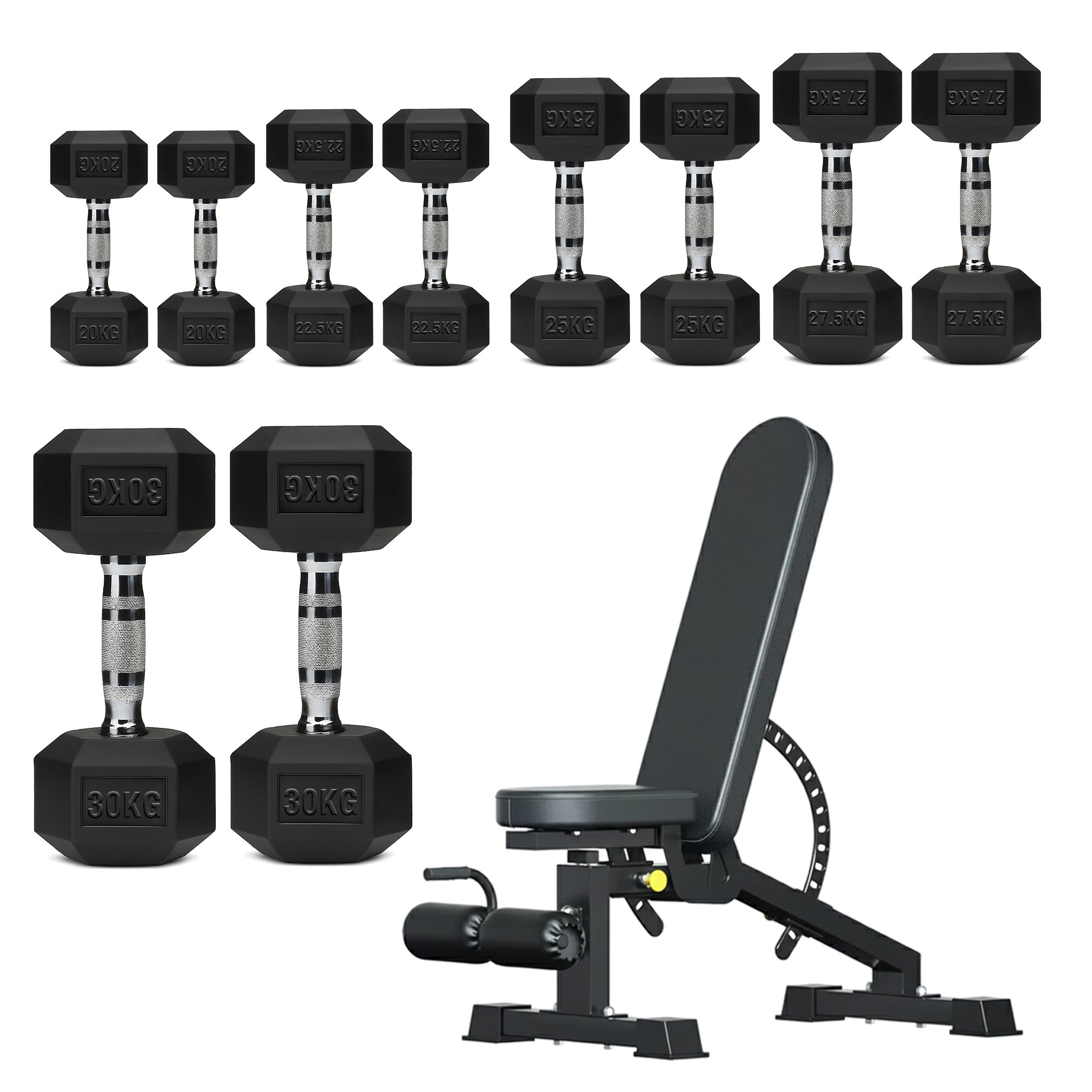 Hex Dumbbell Set – 5 Pairs with 5-Tier Tree Rack