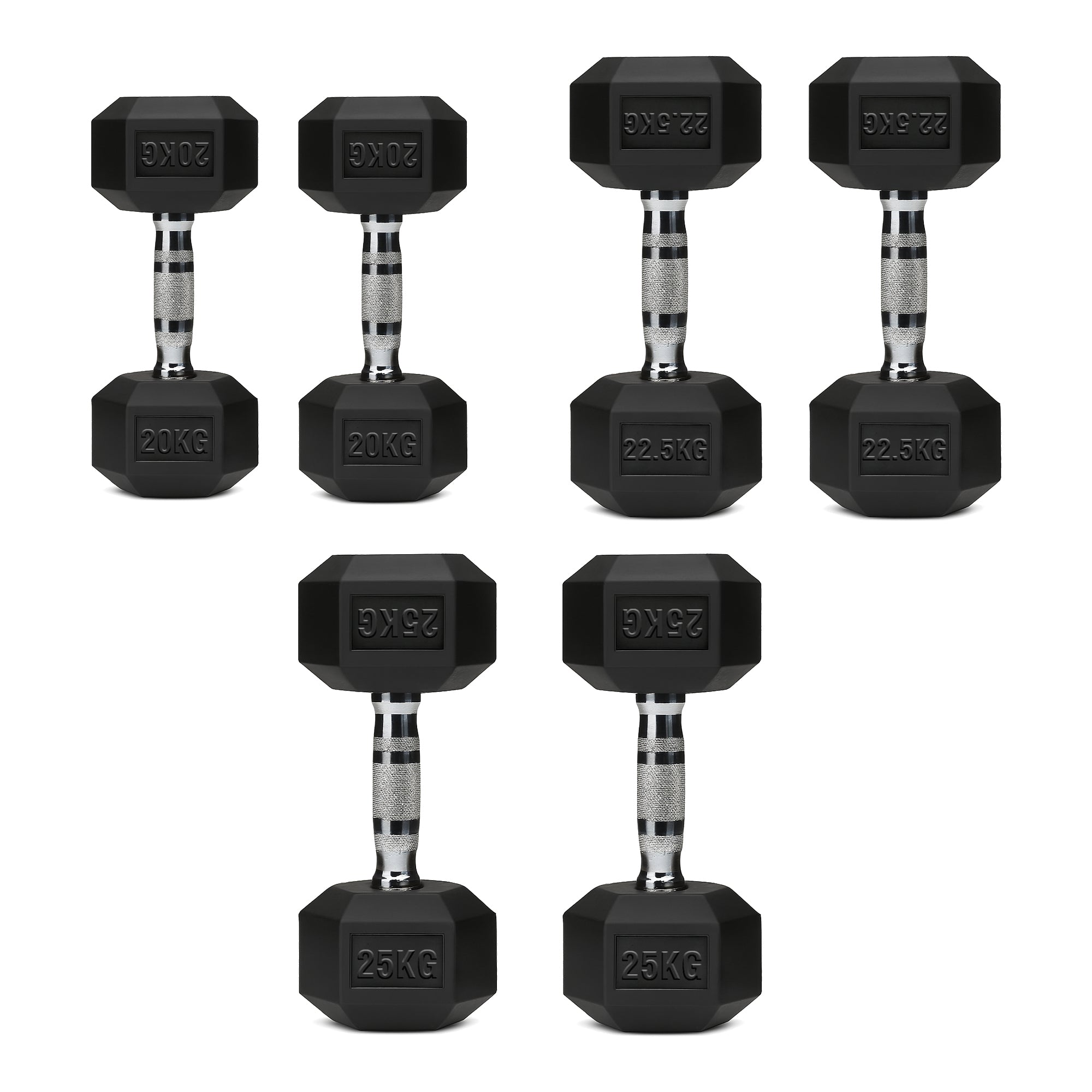 Hex Dumbbell Set – 3 Pairs with 3-Tier Tree Rack