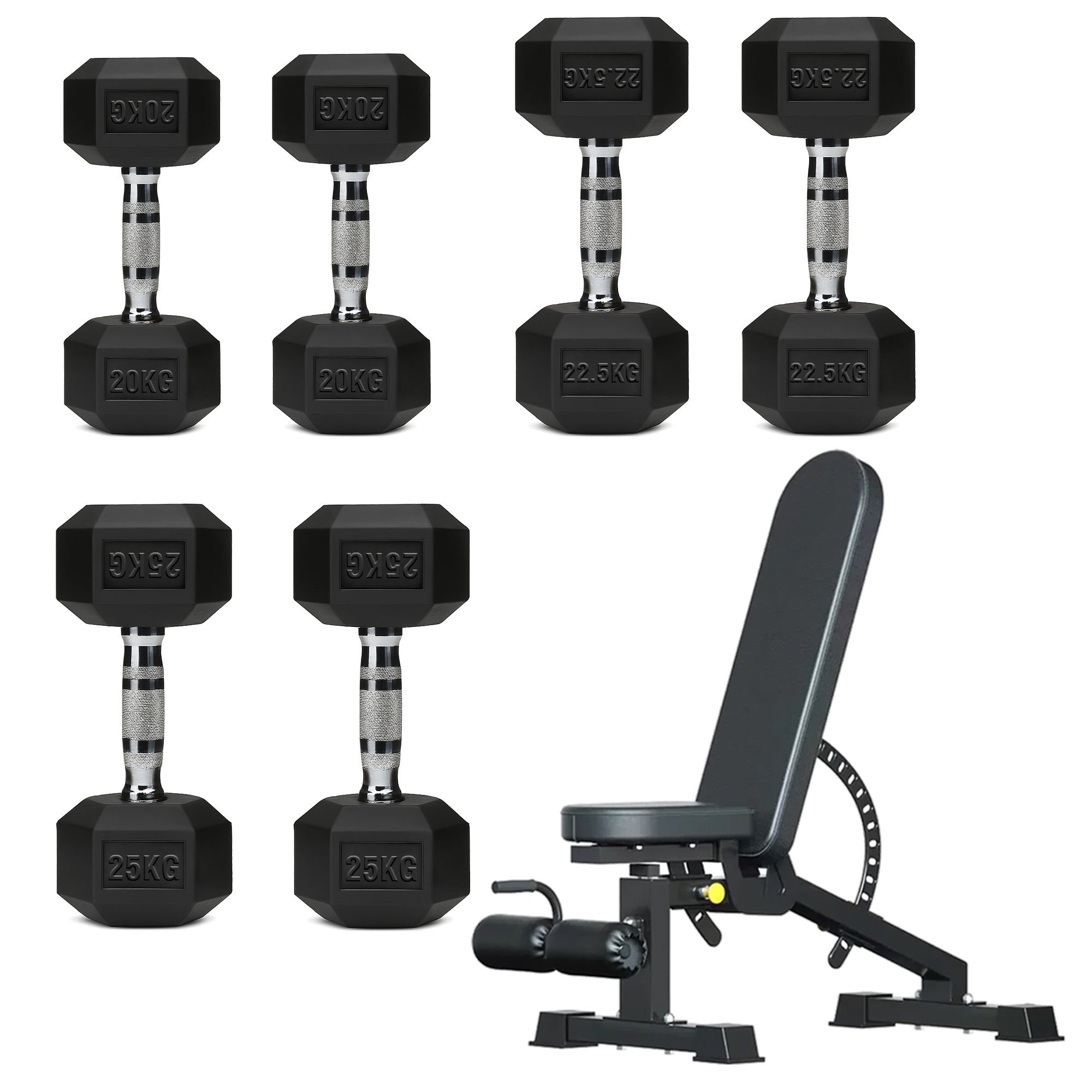 Hex Dumbbell Set – 3 Pairs with 3-Tier Tree Rack