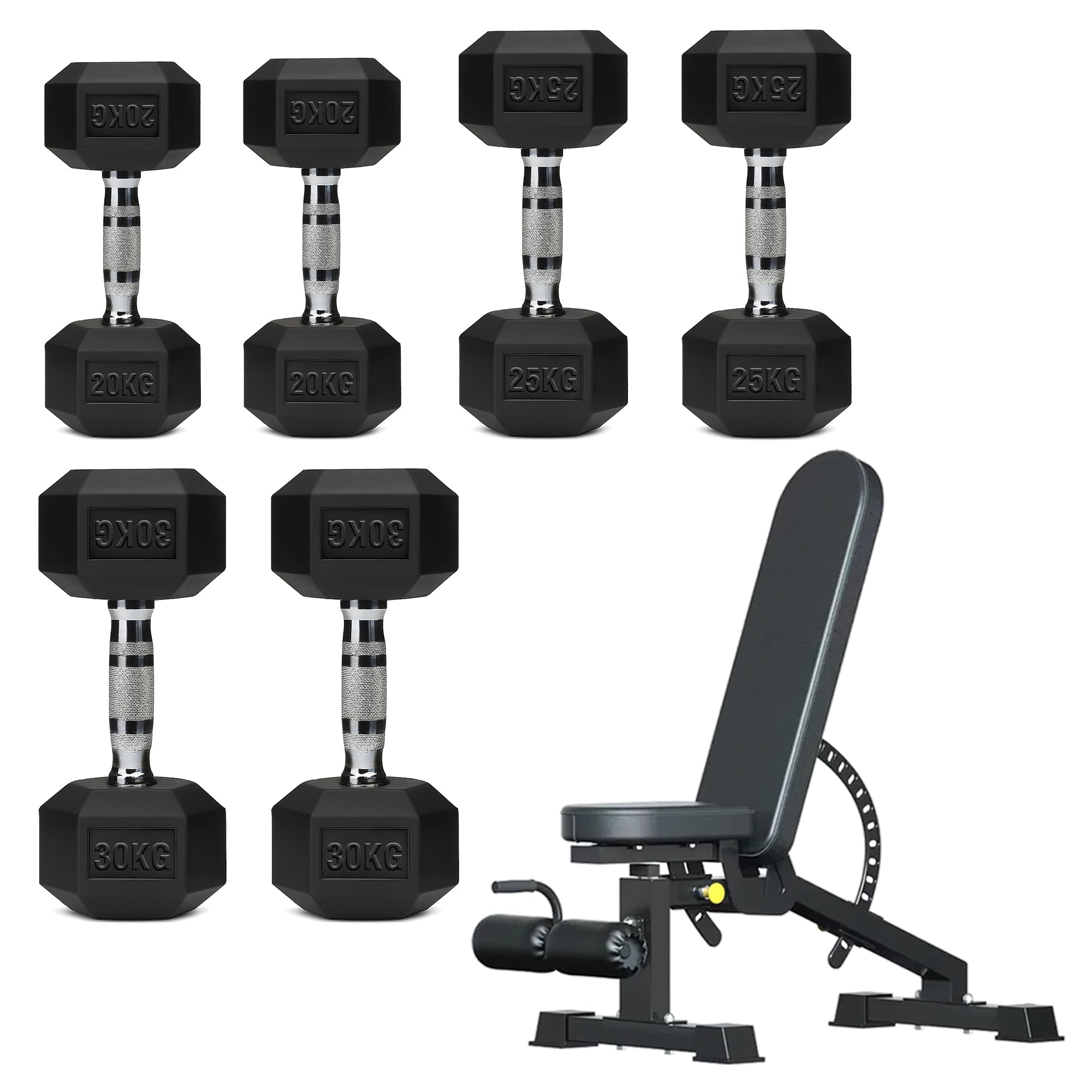 Hex Dumbbell Set – 3 Pairs with 3-Tier Tree Rack
