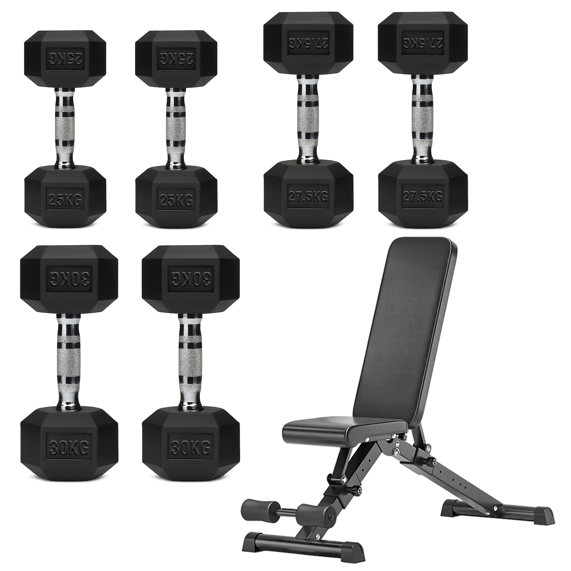 Hex Dumbbell Set – 3 Pairs with 3-Tier Tree Rack