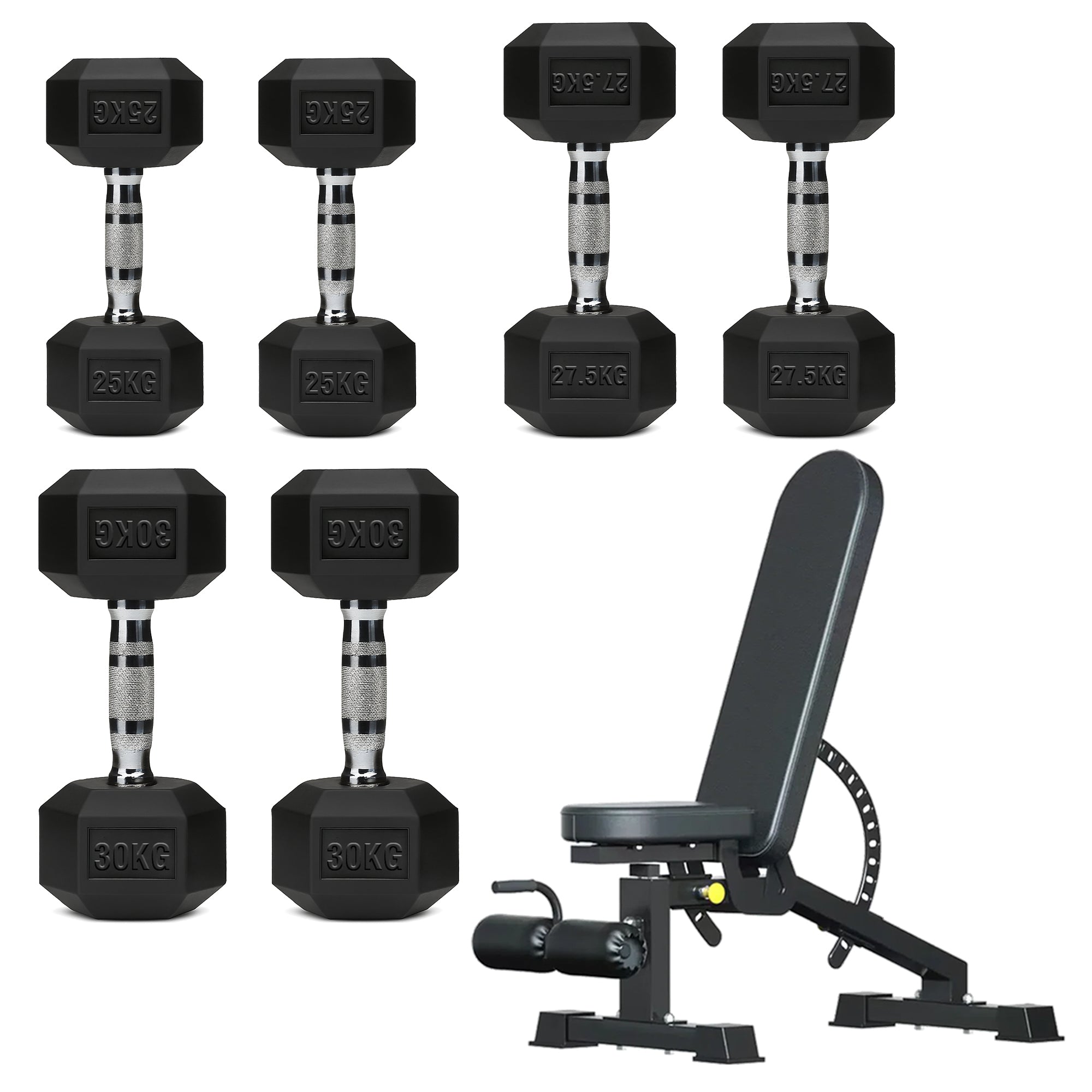 Hex Dumbbell Set – 3 Pairs with 3-Tier Tree Rack