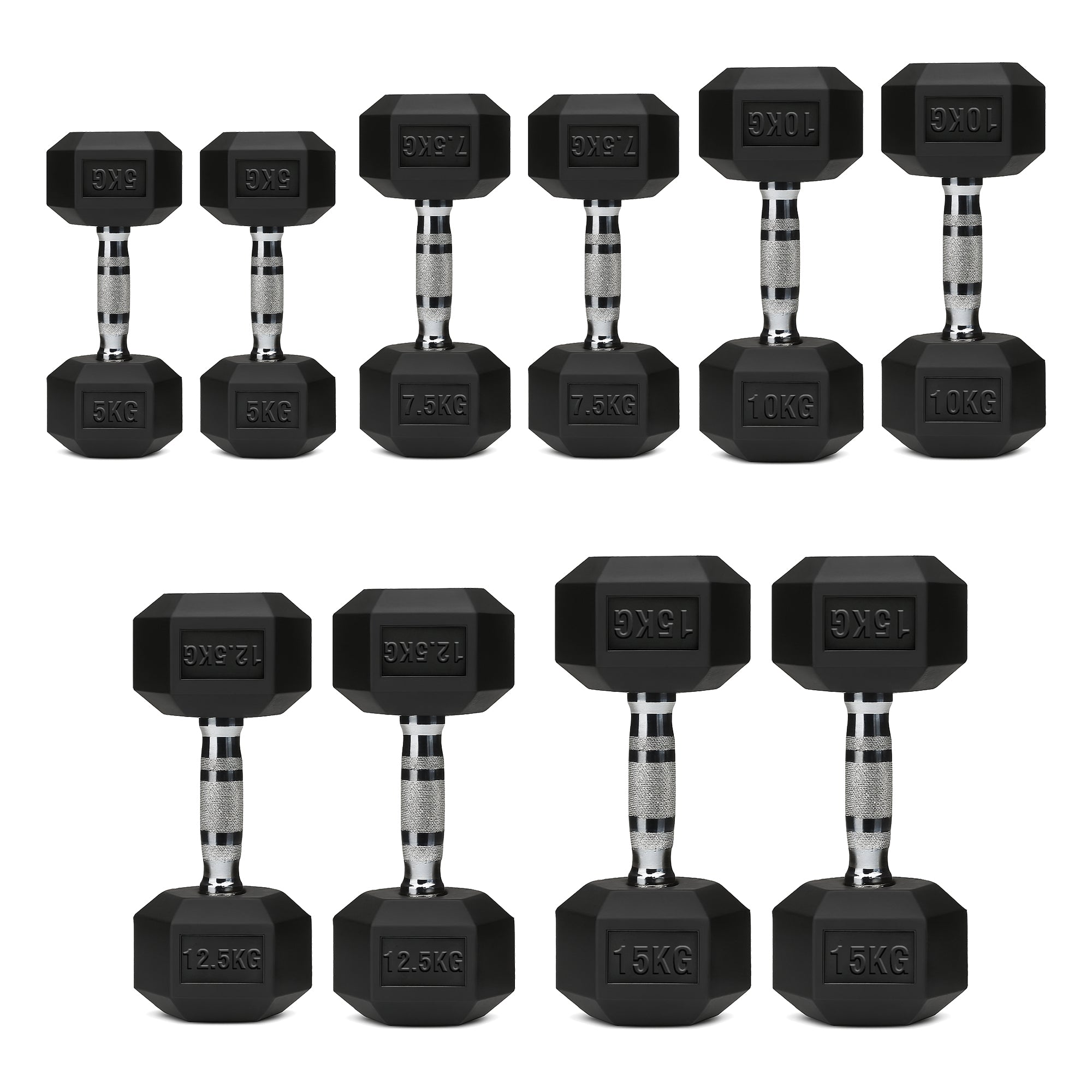 Hex Dumbbell Set – 5 Pairs with 5-Tier Tree Rack
