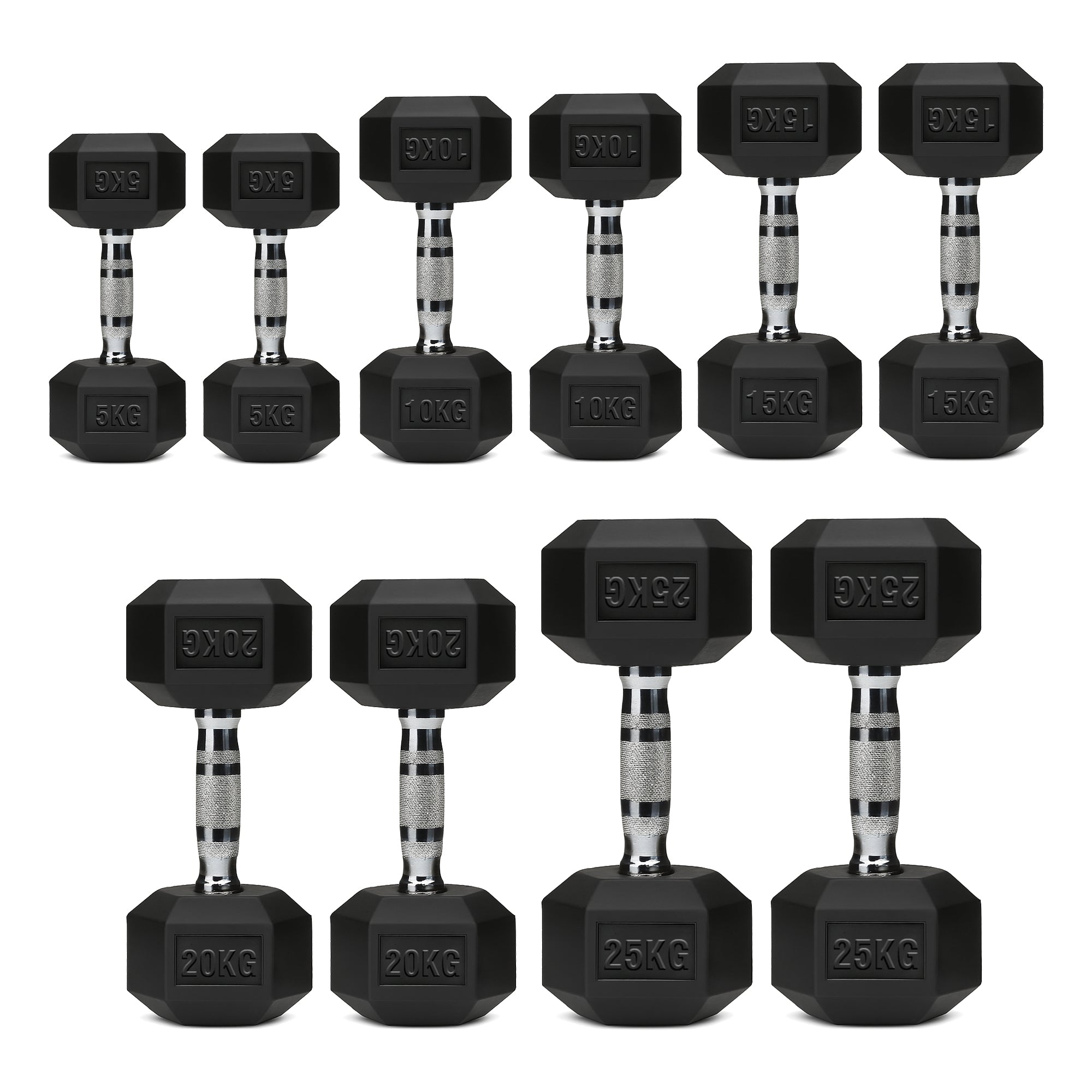 Hex Dumbbell Set – 5 Pairs with 5-Tier Tree Rack