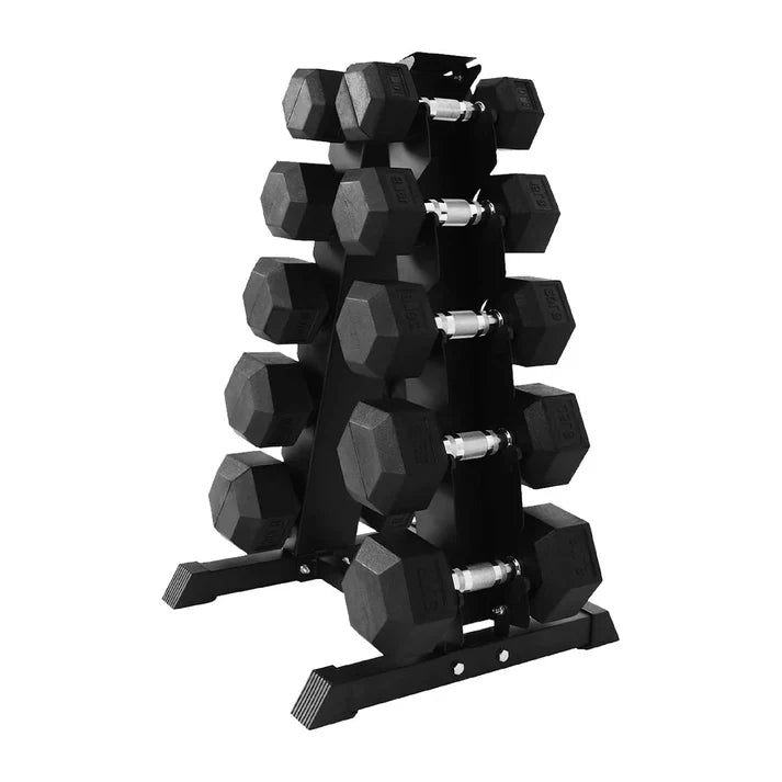 Hex Dumbbell Set – 5 Pairs with 5-Tier Tree Rack