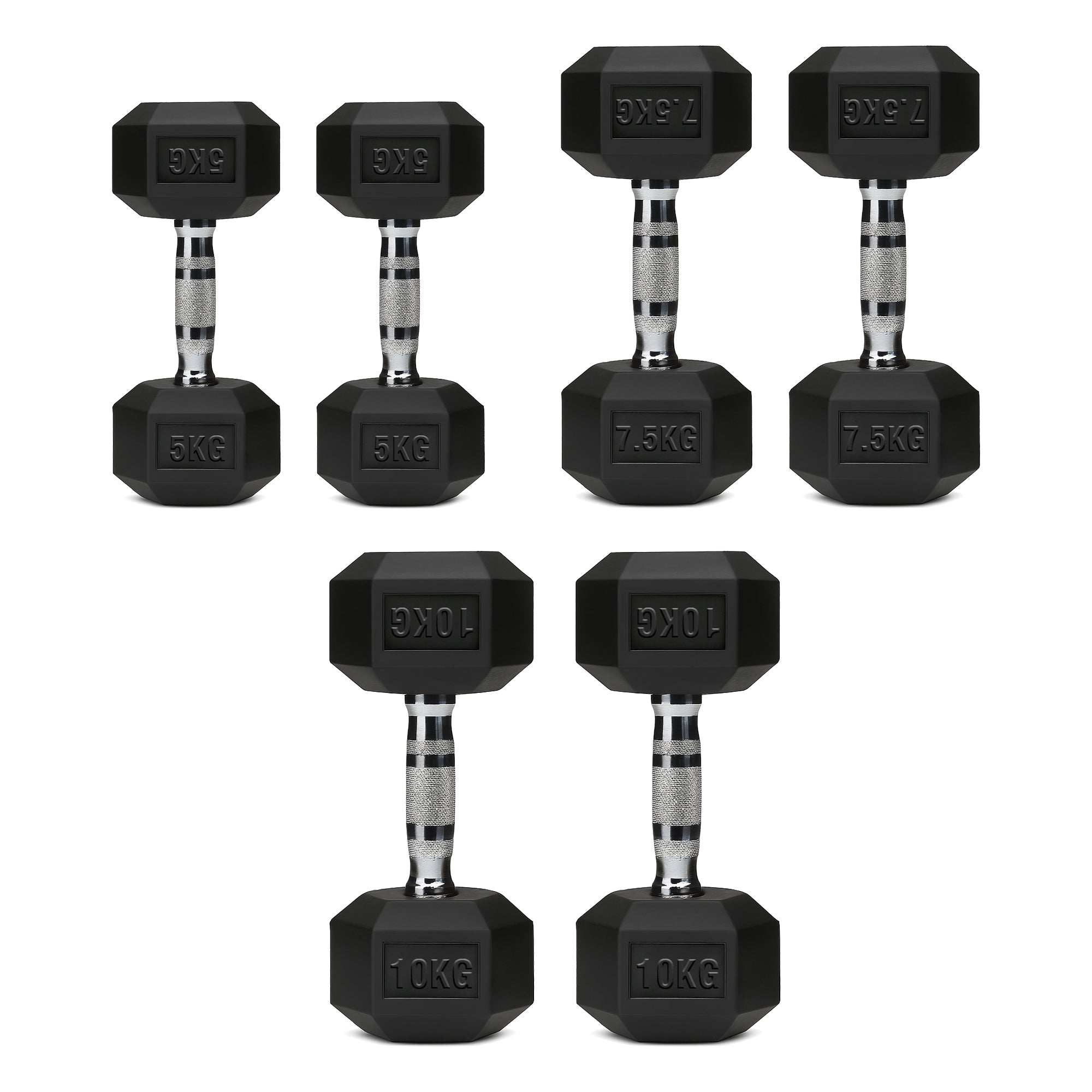Hex Dumbbell Set – 3 Pairs with 3-Tier Tree Rack