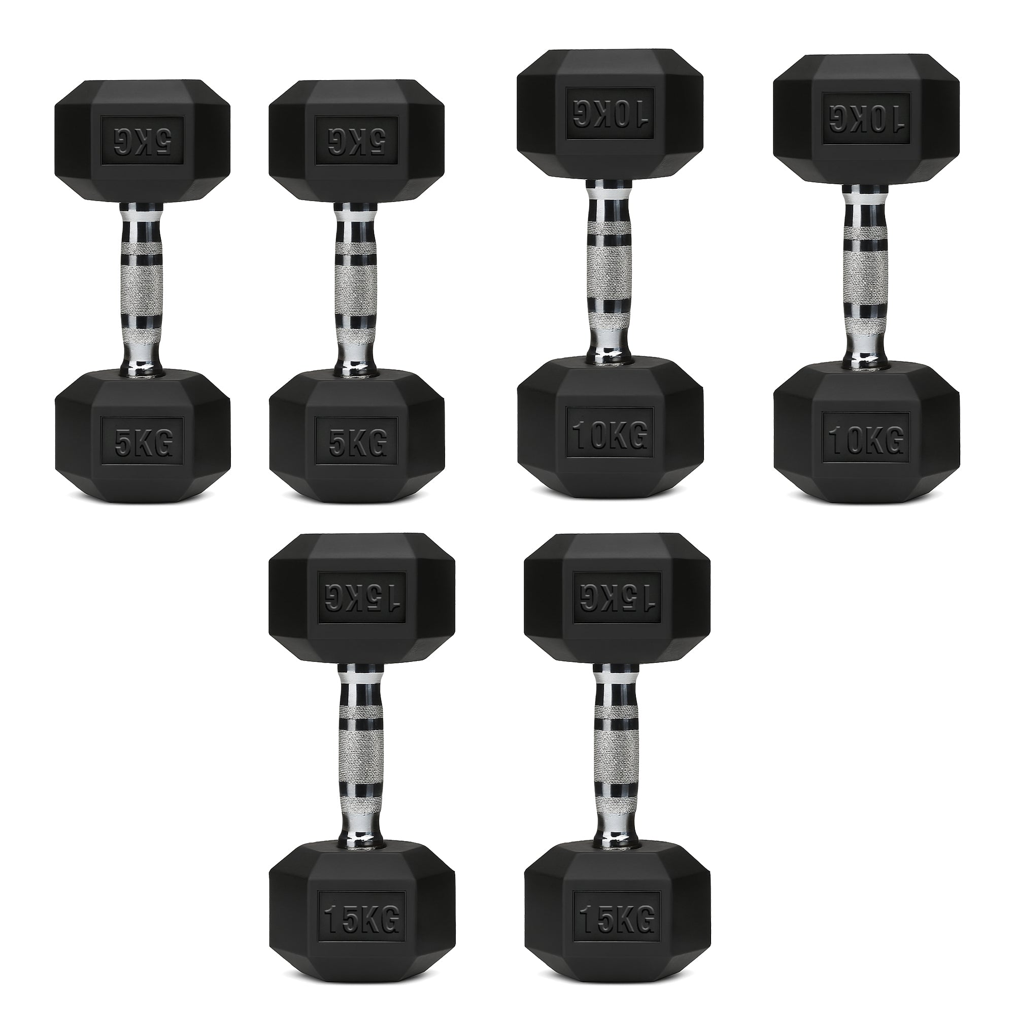 Hex Dumbbell Set – 3 Pairs with 3-Tier Tree Rack