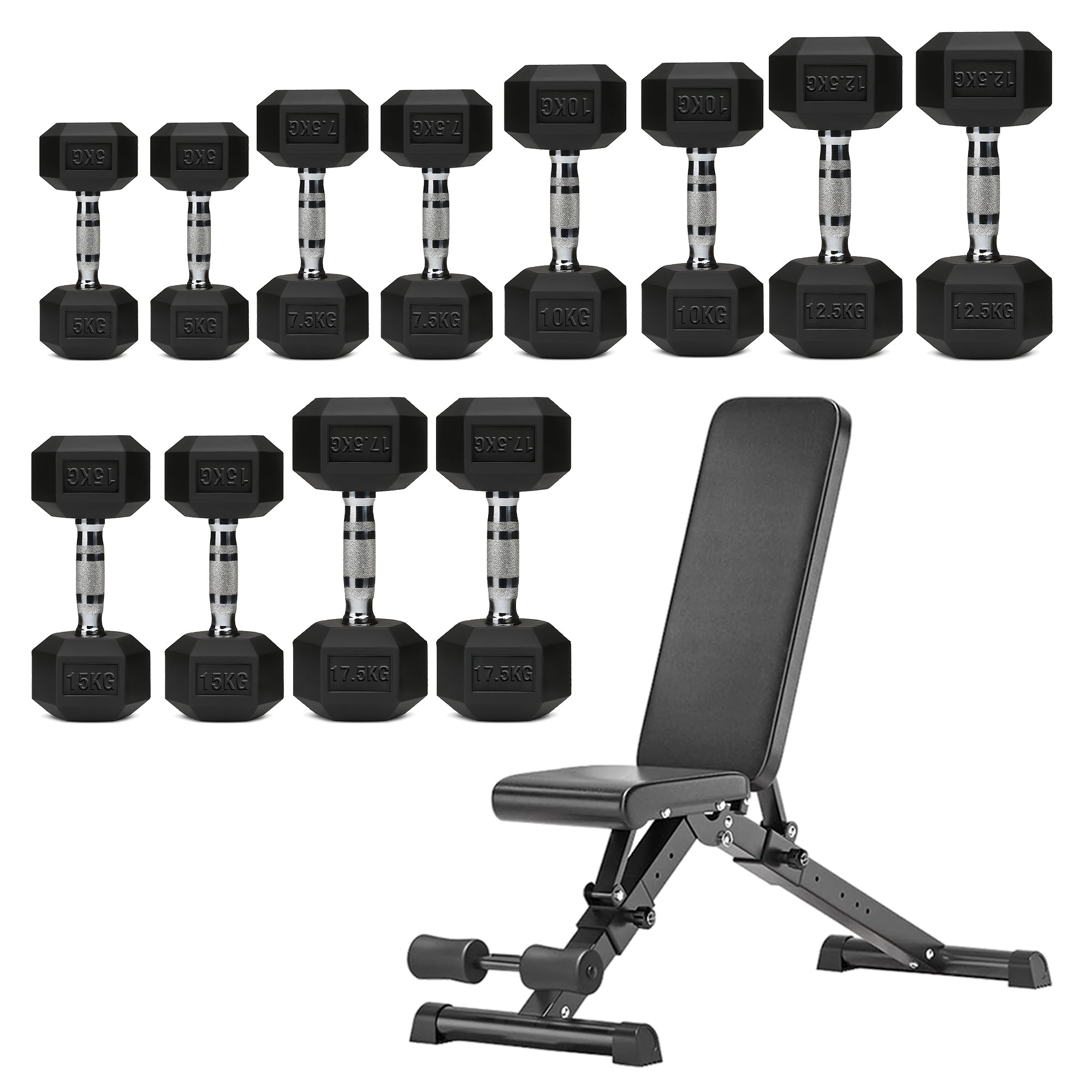 Hex Dumbbell Set – 6 Pairs with A6 Tree Rack in UK