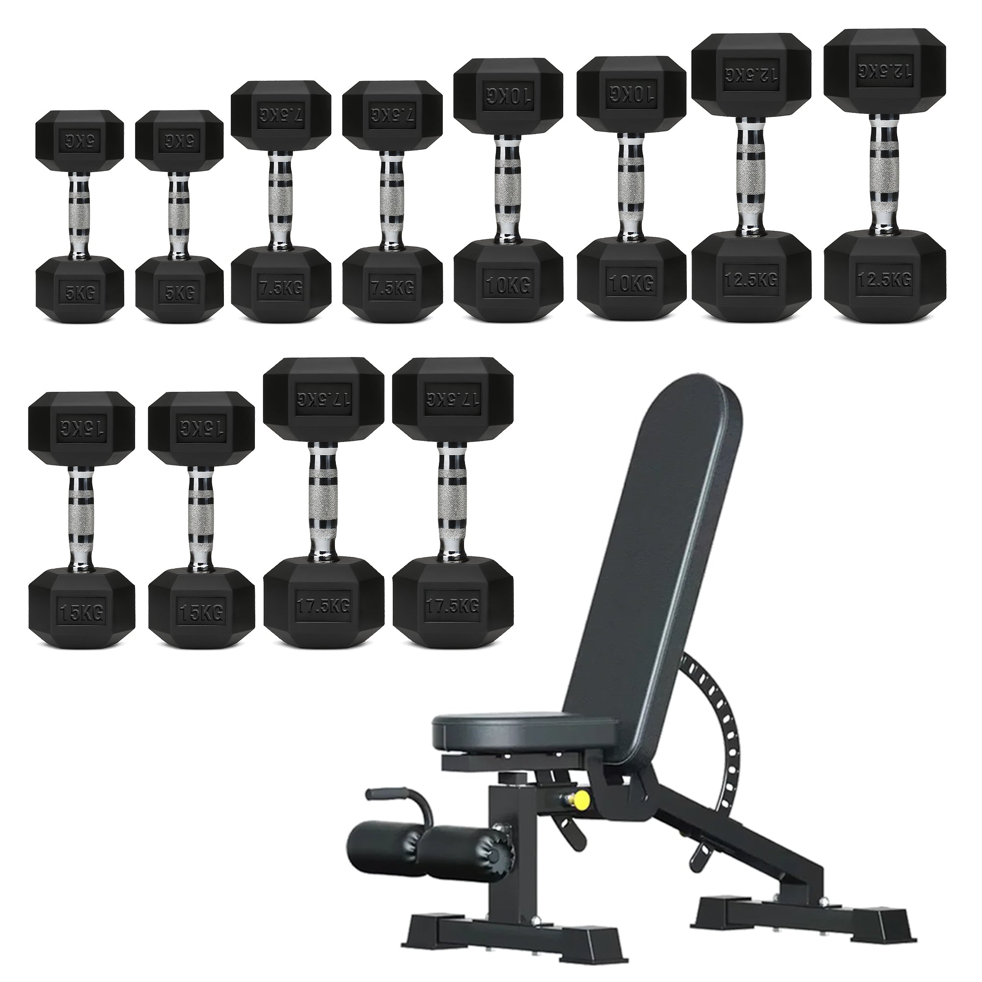 Hex Dumbbell Set – 6 Pairs with A6 Tree Rack in UK
