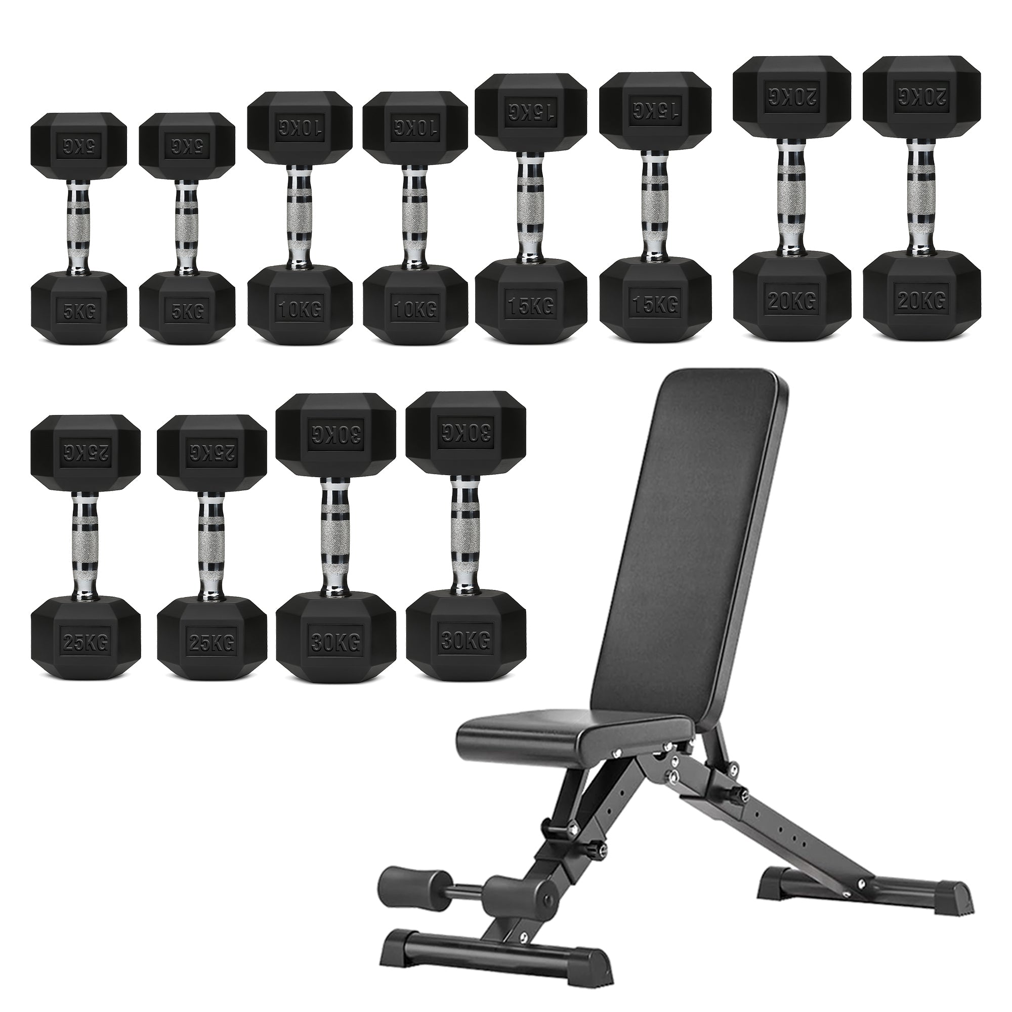 Hex Dumbbell Set – 6 Pairs with A6 Tree Rack in UK