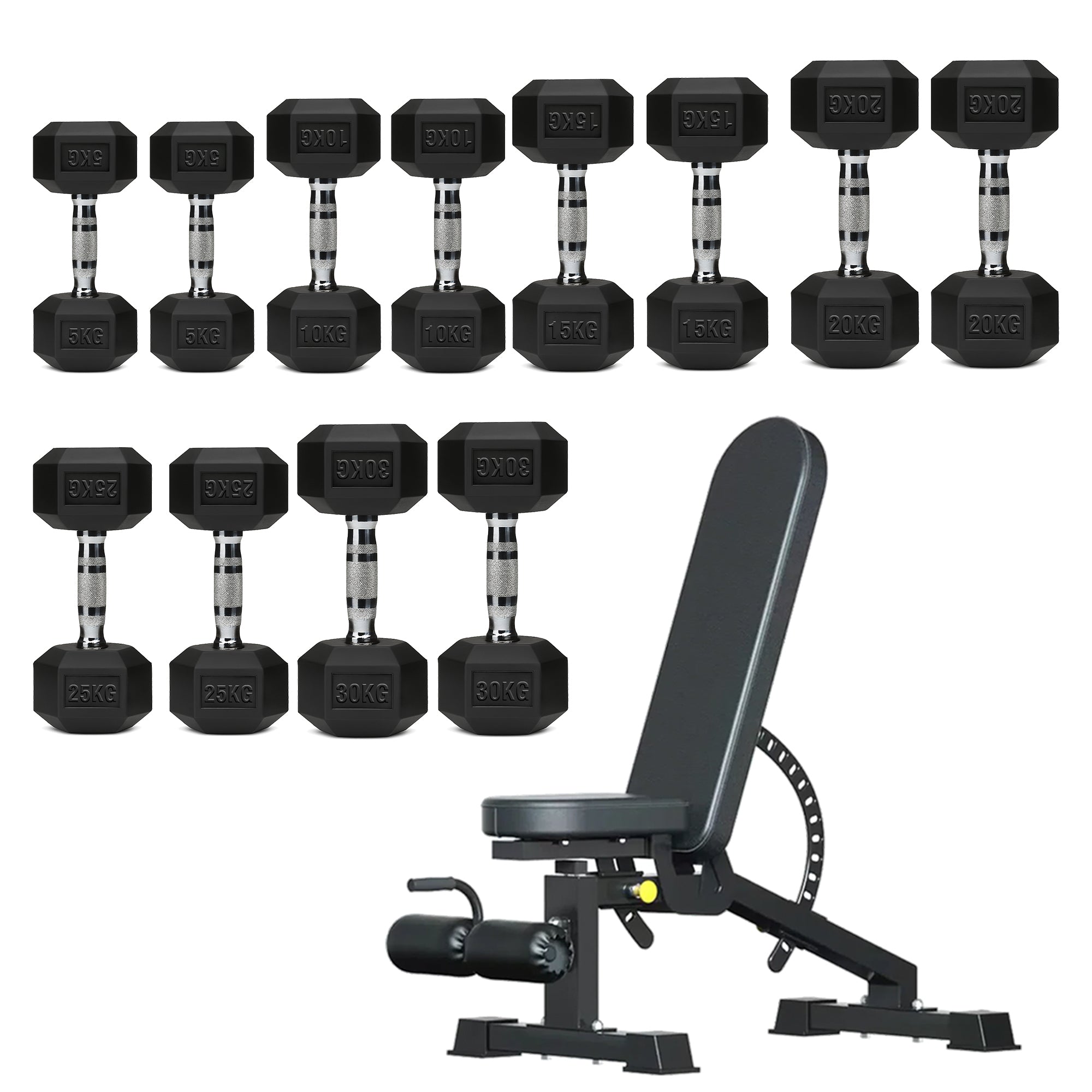 Hex Dumbbell Set – 6 Pairs with A6 Tree Rack in UK