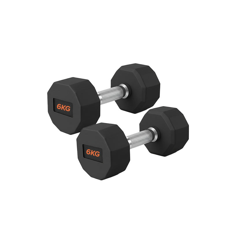 Round Hex Dumbbells – Rubber-Coated Free Weights, Pairs & Sets