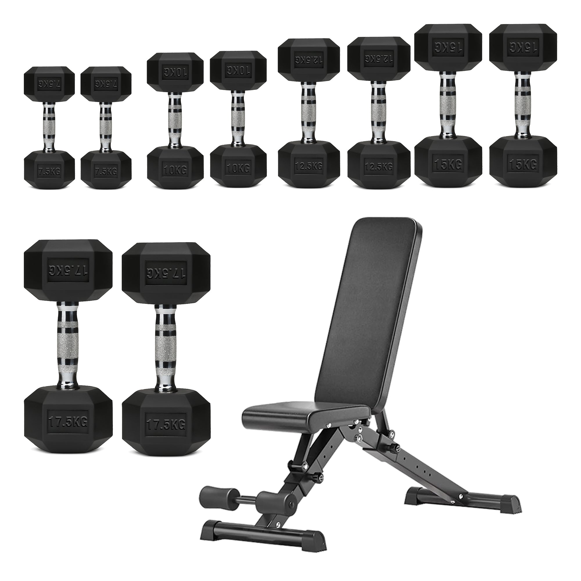 Hex Dumbbell Set – 5 Pairs with 5-Tier Tree Rack