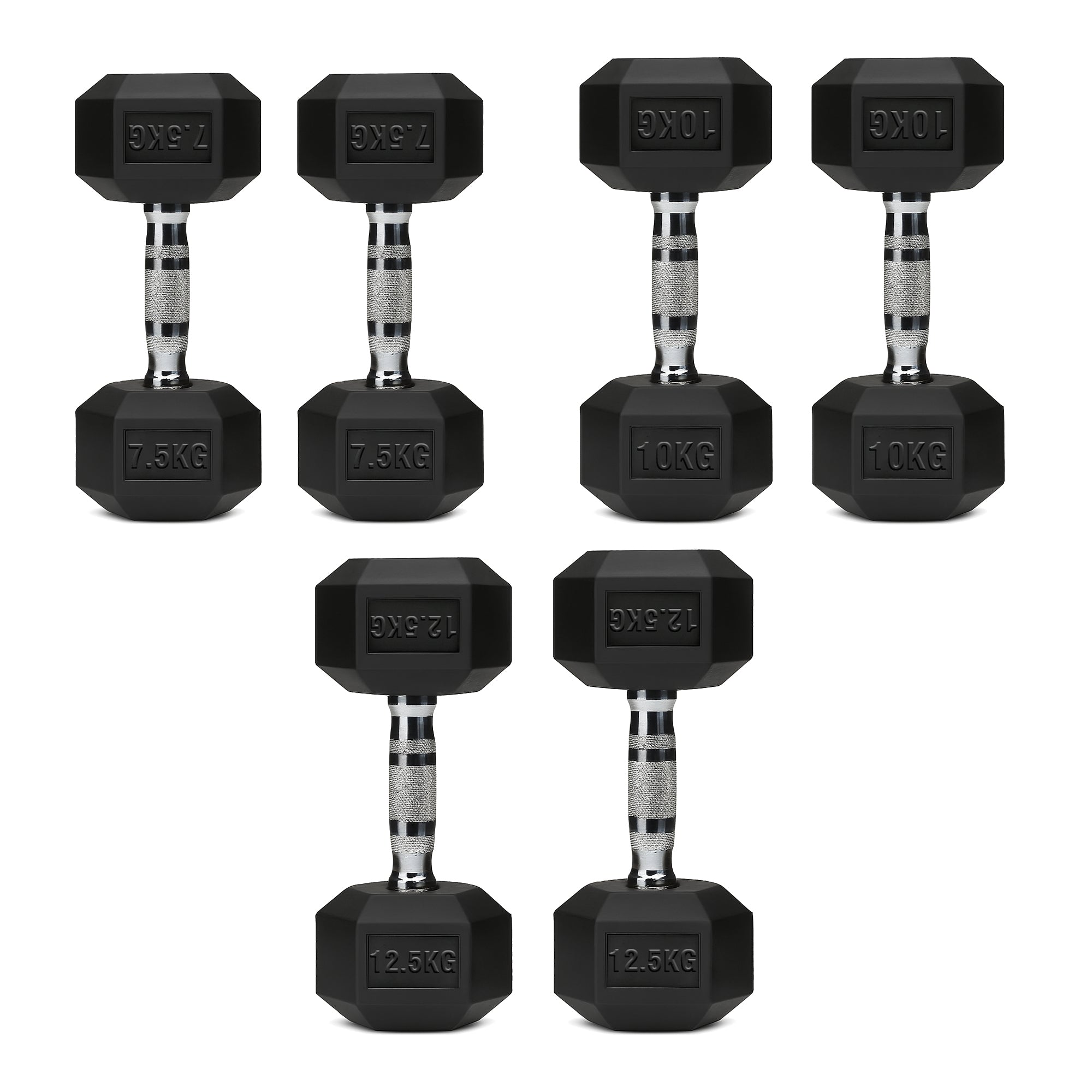 Hex Dumbbell Set – 3 Pairs with 3-Tier Tree Rack