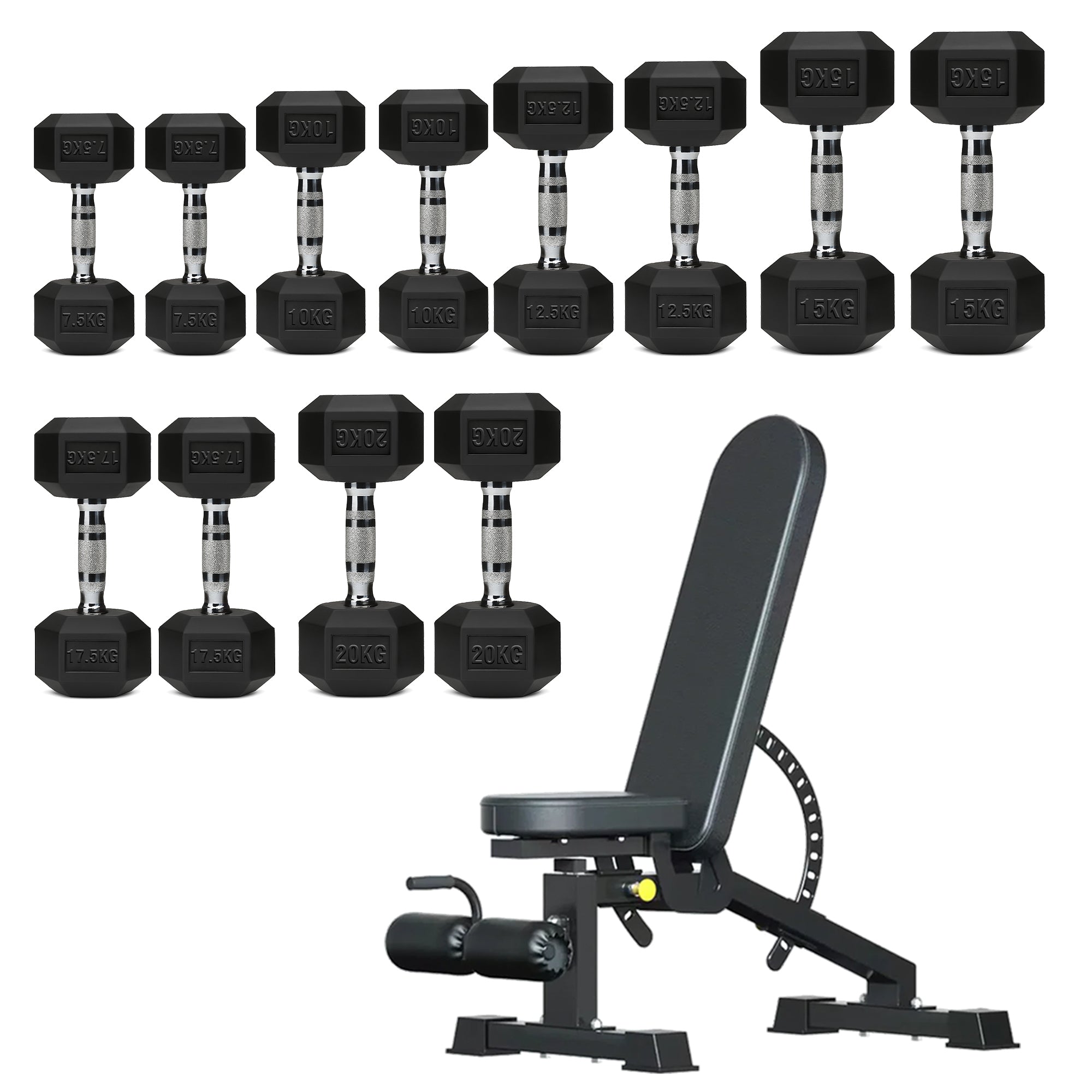 Hex Dumbbell Set – 6 Pairs with A6 Tree Rack in UK