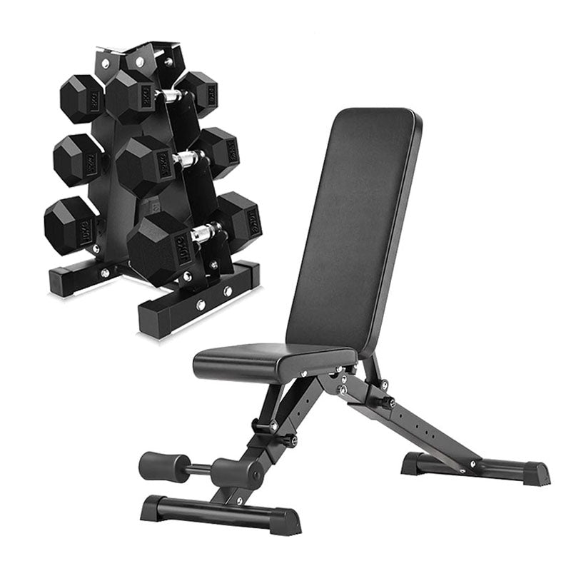 Hex Dumbbell Set – 3 Pairs with 3-Tier Tree Rack
