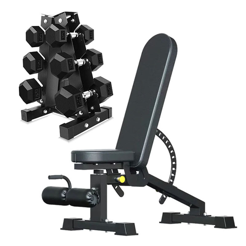 Hex Dumbbell Set – 3 Pairs with 3-Tier Tree Rack