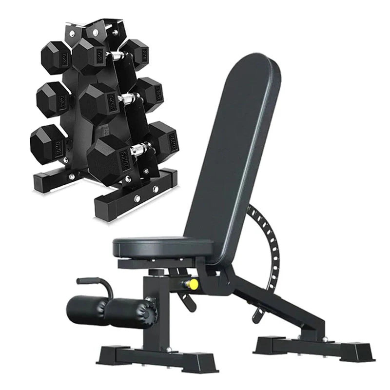 Hex Dumbbell Set – 3 Pairs with 3-Tier Tree Rack