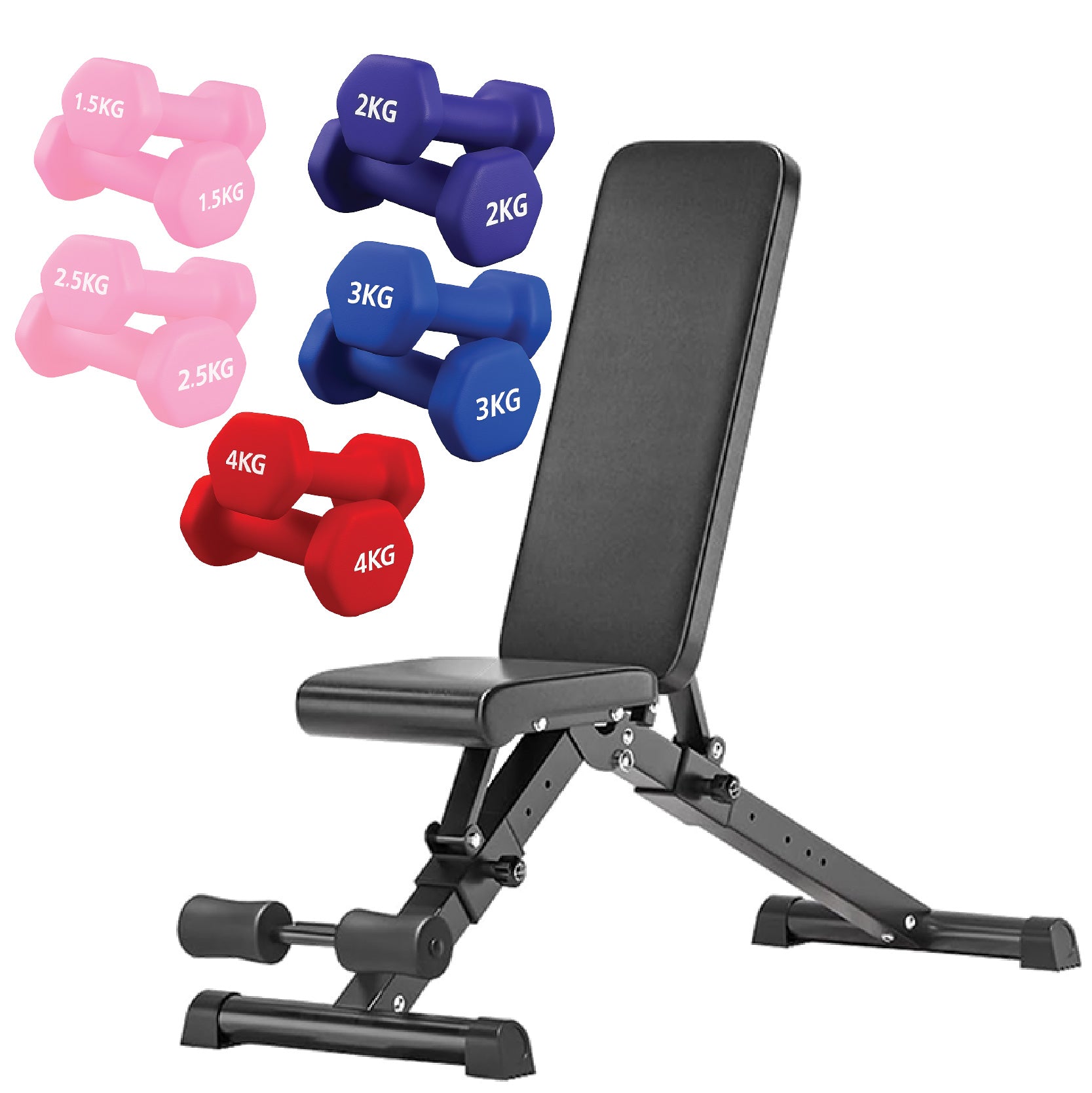 Neoprene hex dumbbells with 5 tier Storage Rack