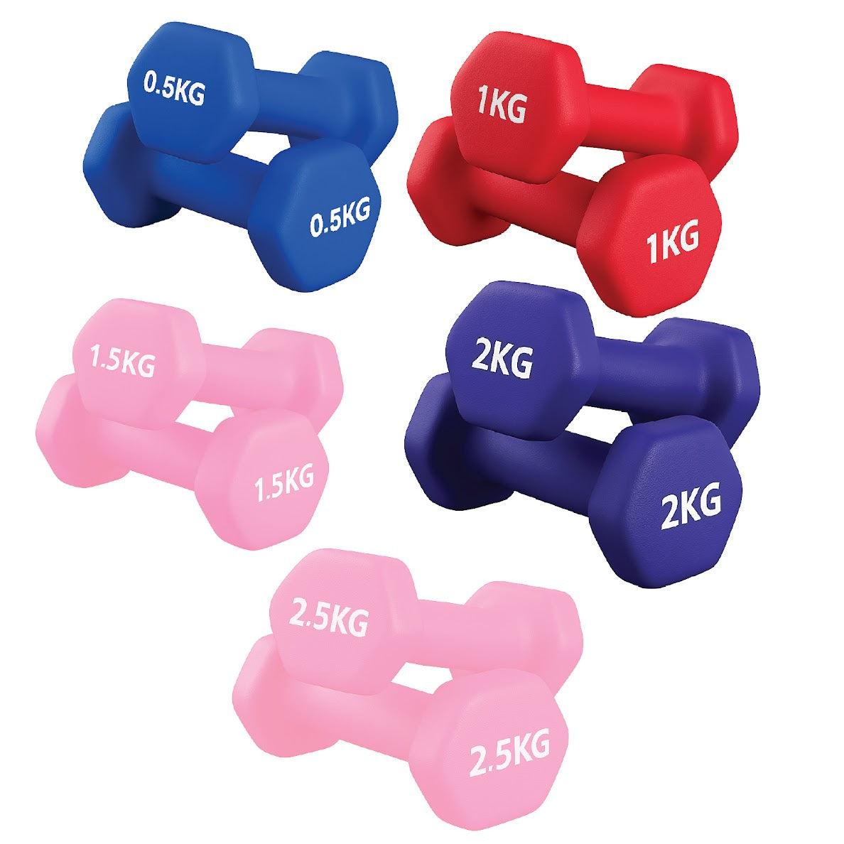 Neoprene Dumbbell Set (Pairs 0.5–10 kg) | Non-Slip Hex Dumbbell Weights UK
