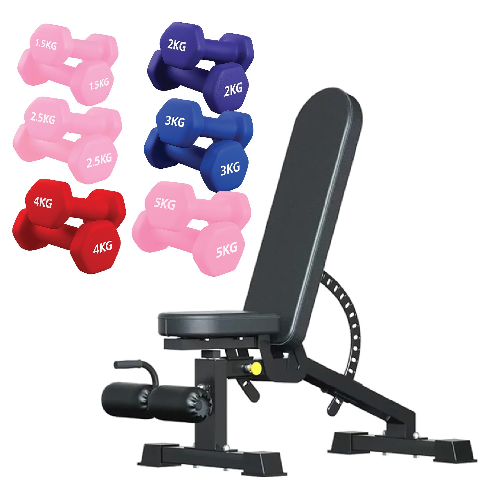 Neoprene hex dumbbells with 6 tier Storage Rack