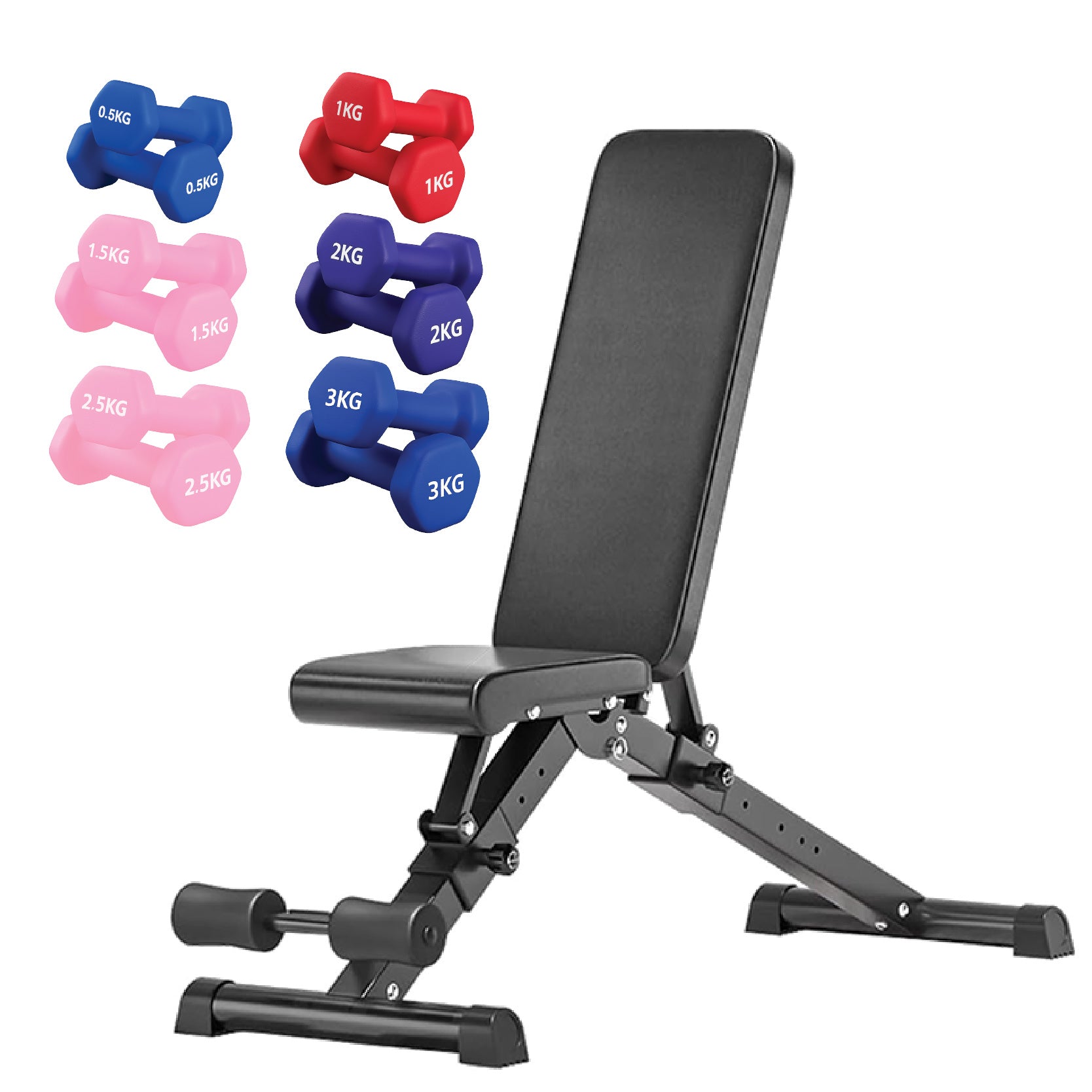 Neoprene hex dumbbells with 6 tier Storage Rack